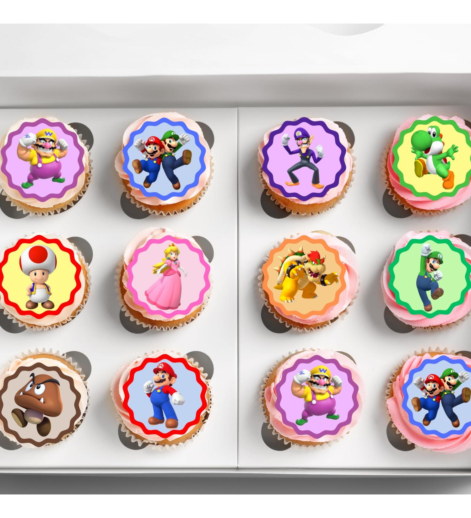 20 x Pre-Cut Super Mario Edible Wafer Cupcake Toppers Cake Decoration Decor - Buy Online on GoSupps.com