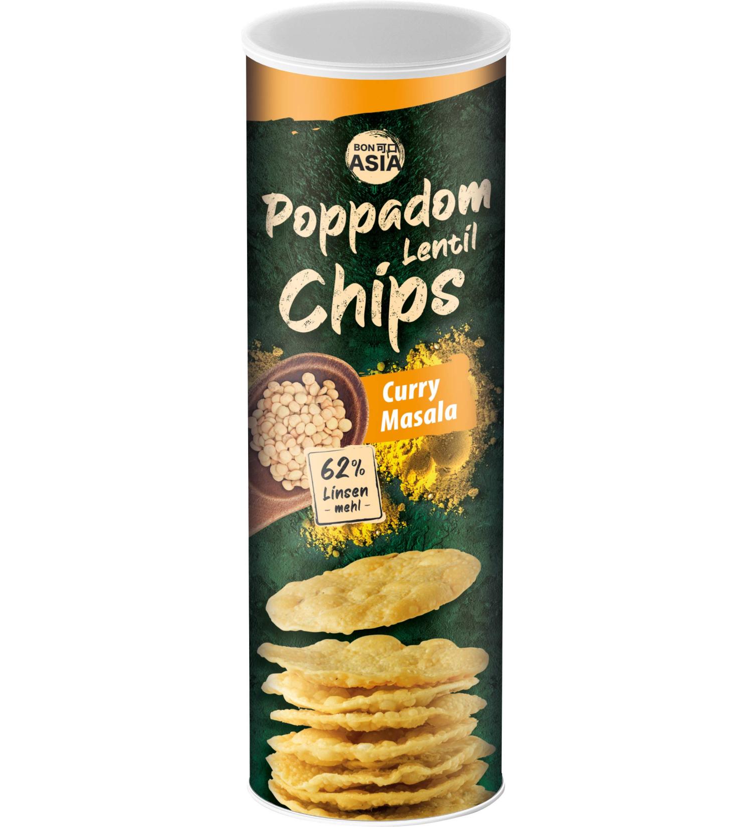 Bonasia Papadum Curry Masala chips made from lentil flour 70g - Buy Online on GoSupps.com