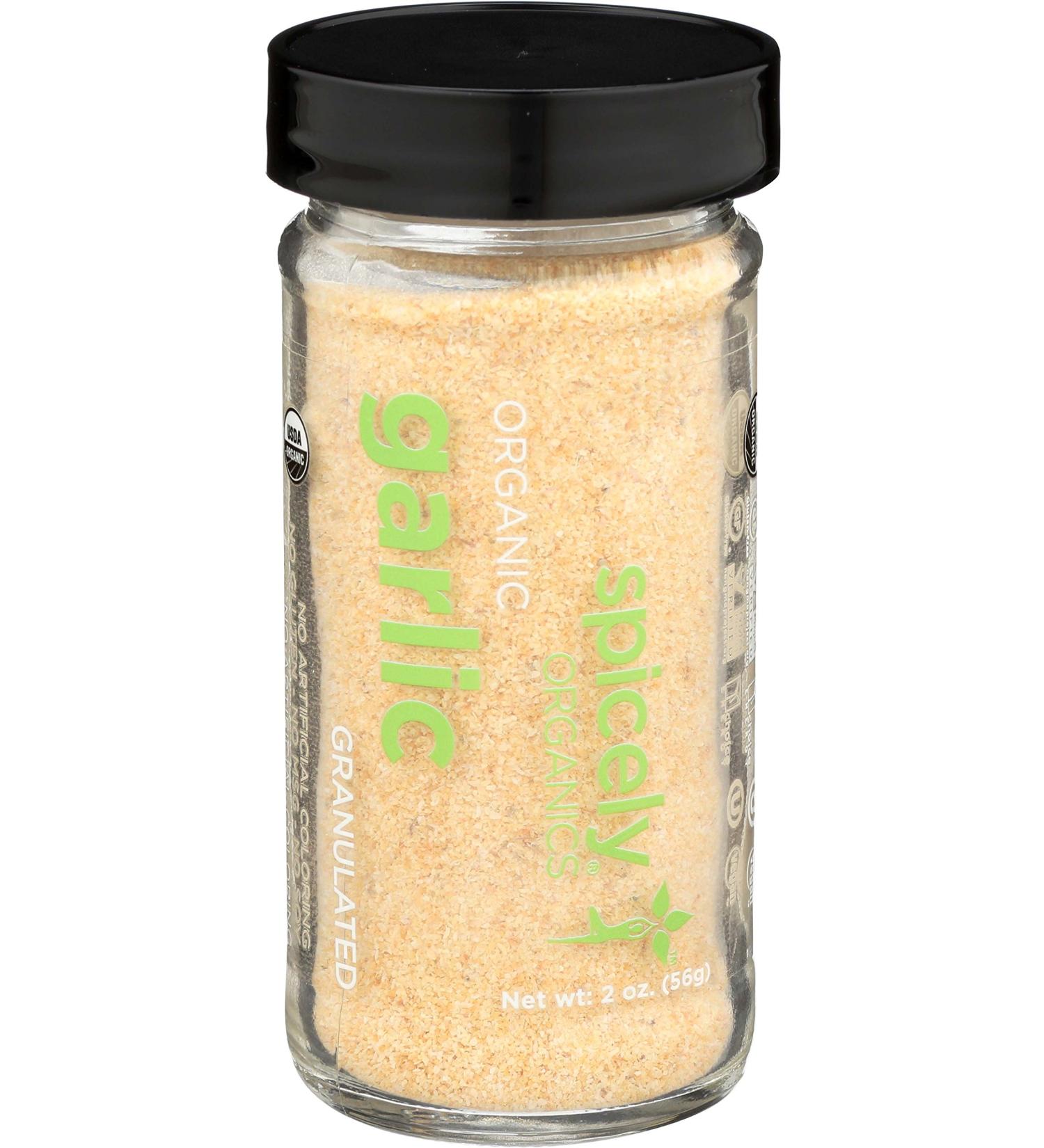 Spicely Organic Garlic Granulates 2.00 Ounce Jar Certified Gluten Free 2.6 Ounce