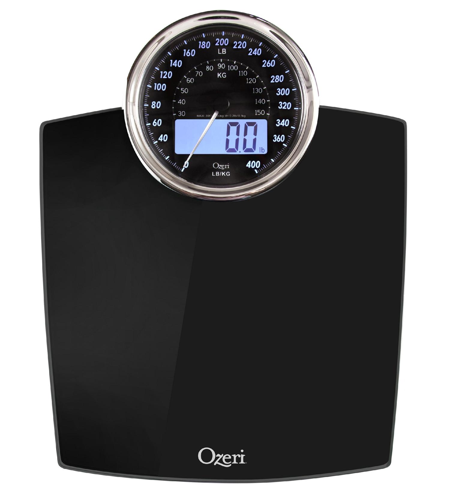 Ozeri Rev 400 lbs Bathroom Scale with Electro-Mechanical Weight Dial - Black Vertical Platform - Buy Online on GoSupps.com