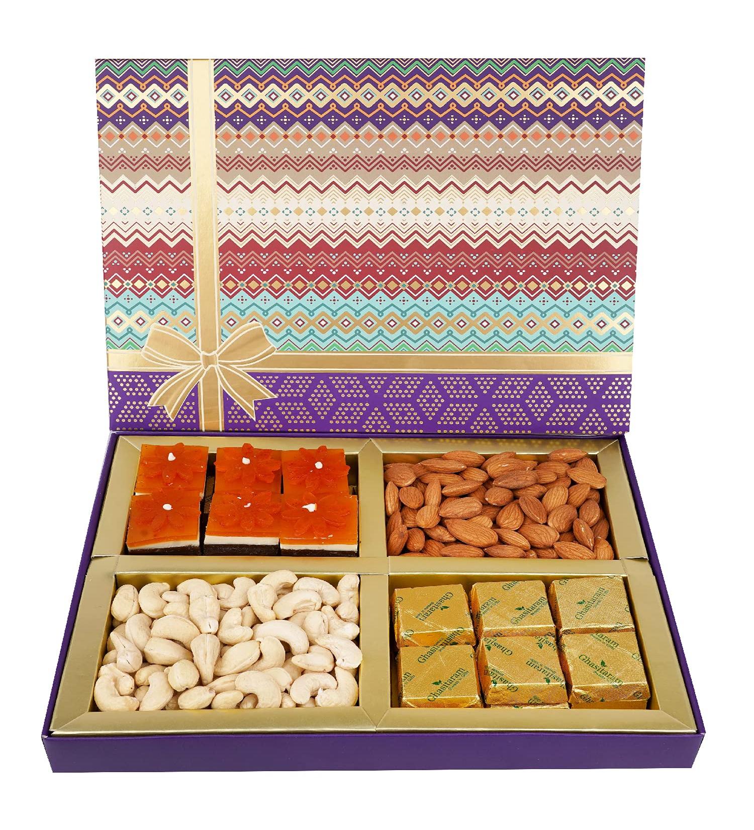 Jaiccha Ghasitaram Dryfruits Hamper-Fruit n Nut Dryfruit Box with Mango and Mewa Bites 500 gms |Gift for Diwali Holi Rakhi Valentine Christmas Birthday Anniversary Her Him| - Buy Online on GoSupps.com