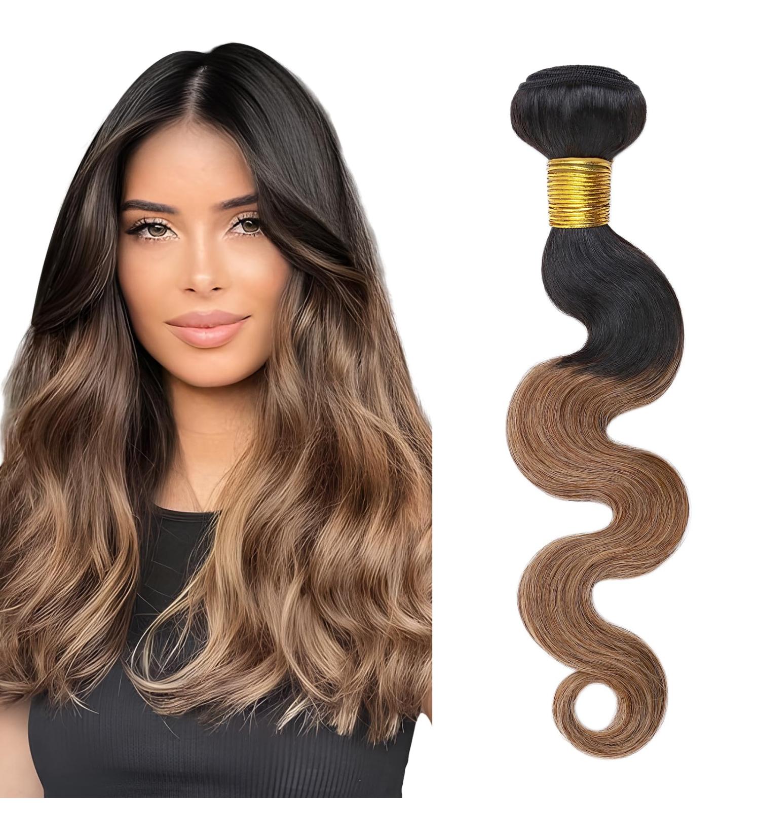 Buy 7A Virgin Body Wave Brazilian Hair Bundles - 18 Ombre #1BT30 Natural Black Light Auburn Extensions - Buy Online on GoSupps.com