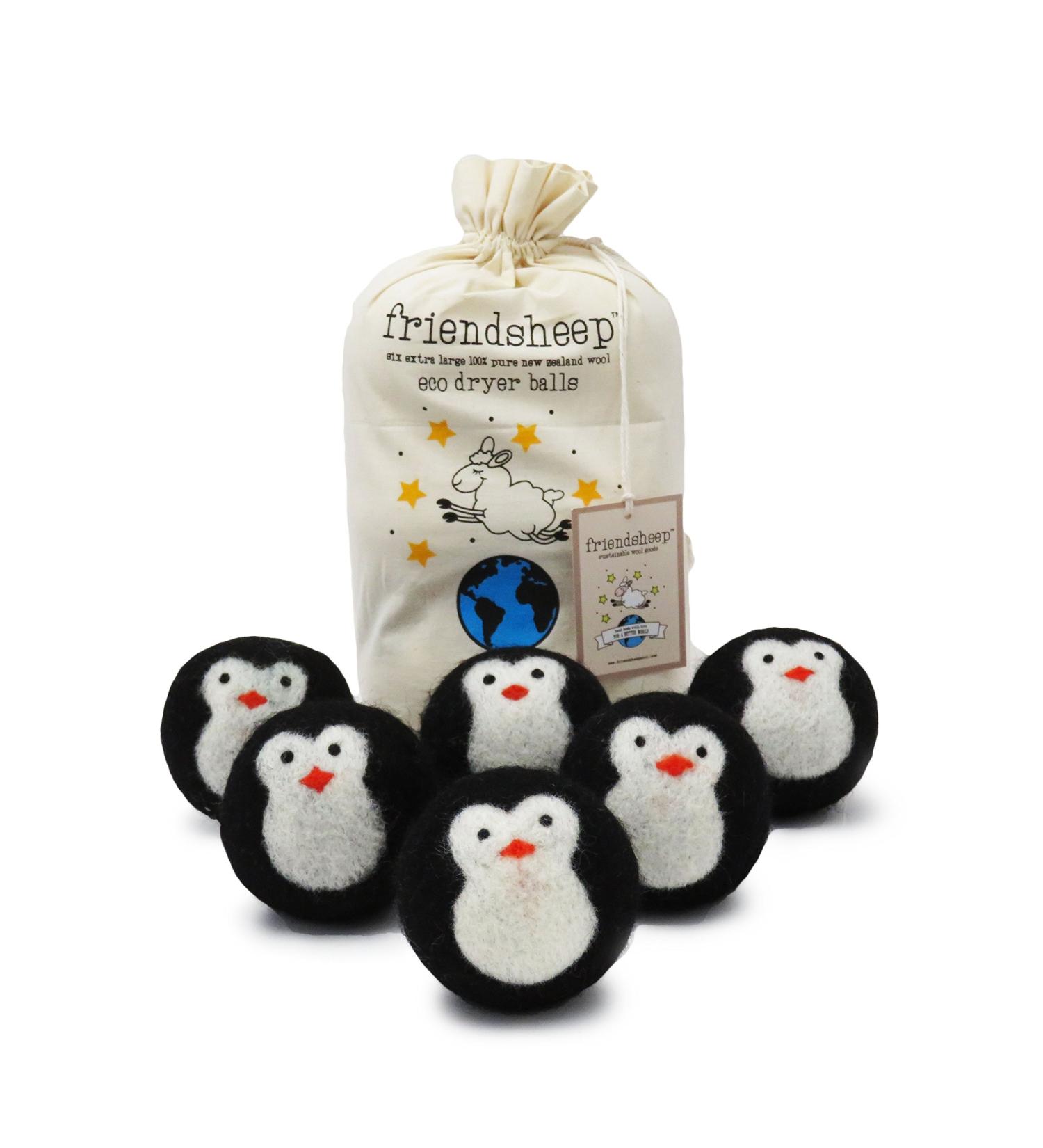 Friendsheep Black Penguin Wool Dryer Balls - 6 Pack, Organic & Fair Trade Fabric Softener - Buy Online on GoSupps.com