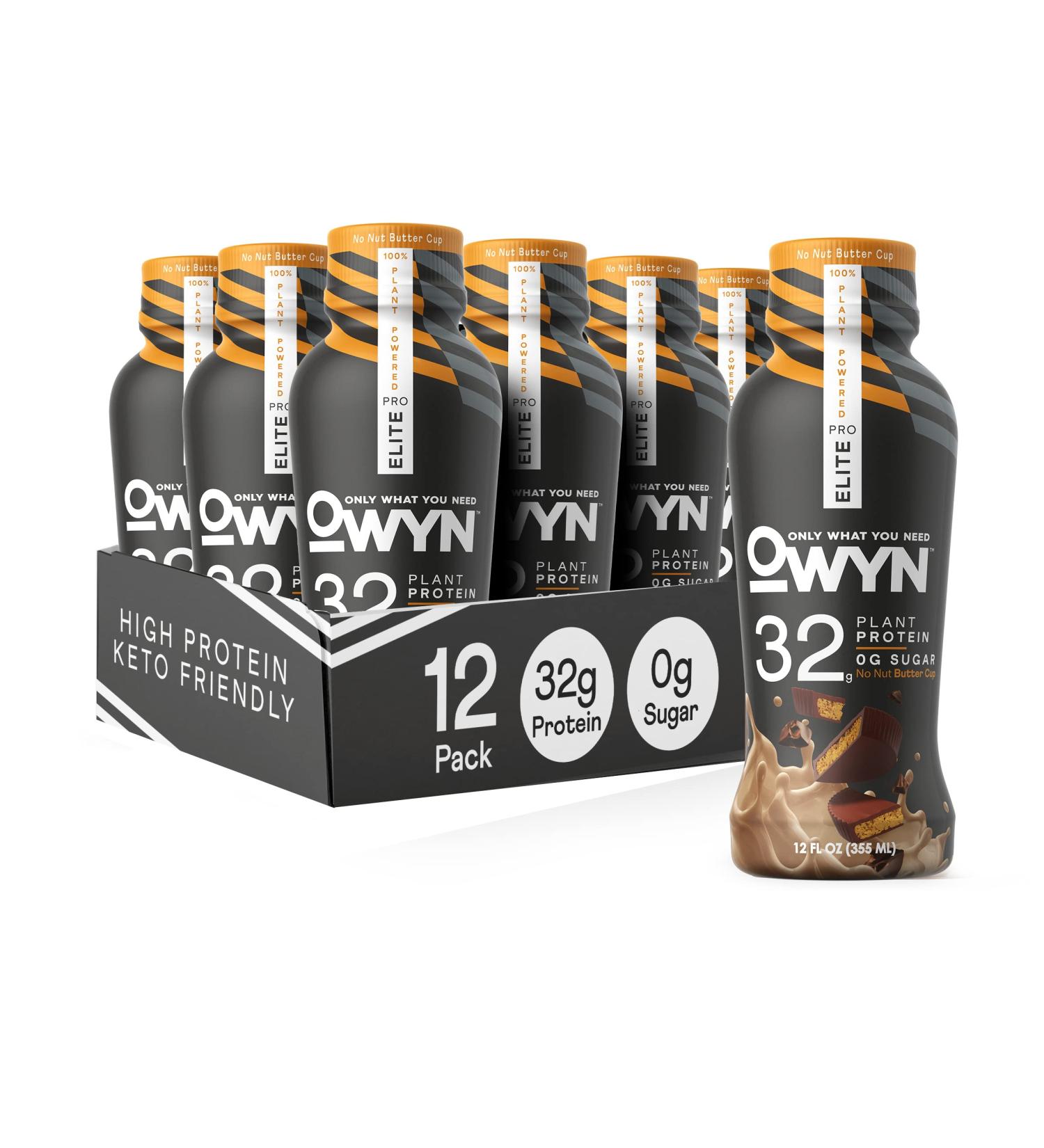 OWYN Only What You Need Pro Elite Vegan High Protein Keto Shake 32g Protein 12 Fl Oz (Pack of 12) and Pro Elite Vegan Plant-Based High Protein Keto Shake No Nut Butter Cup 32g Protein (Packaging May Vary) - Buy Online on GoSupps.com