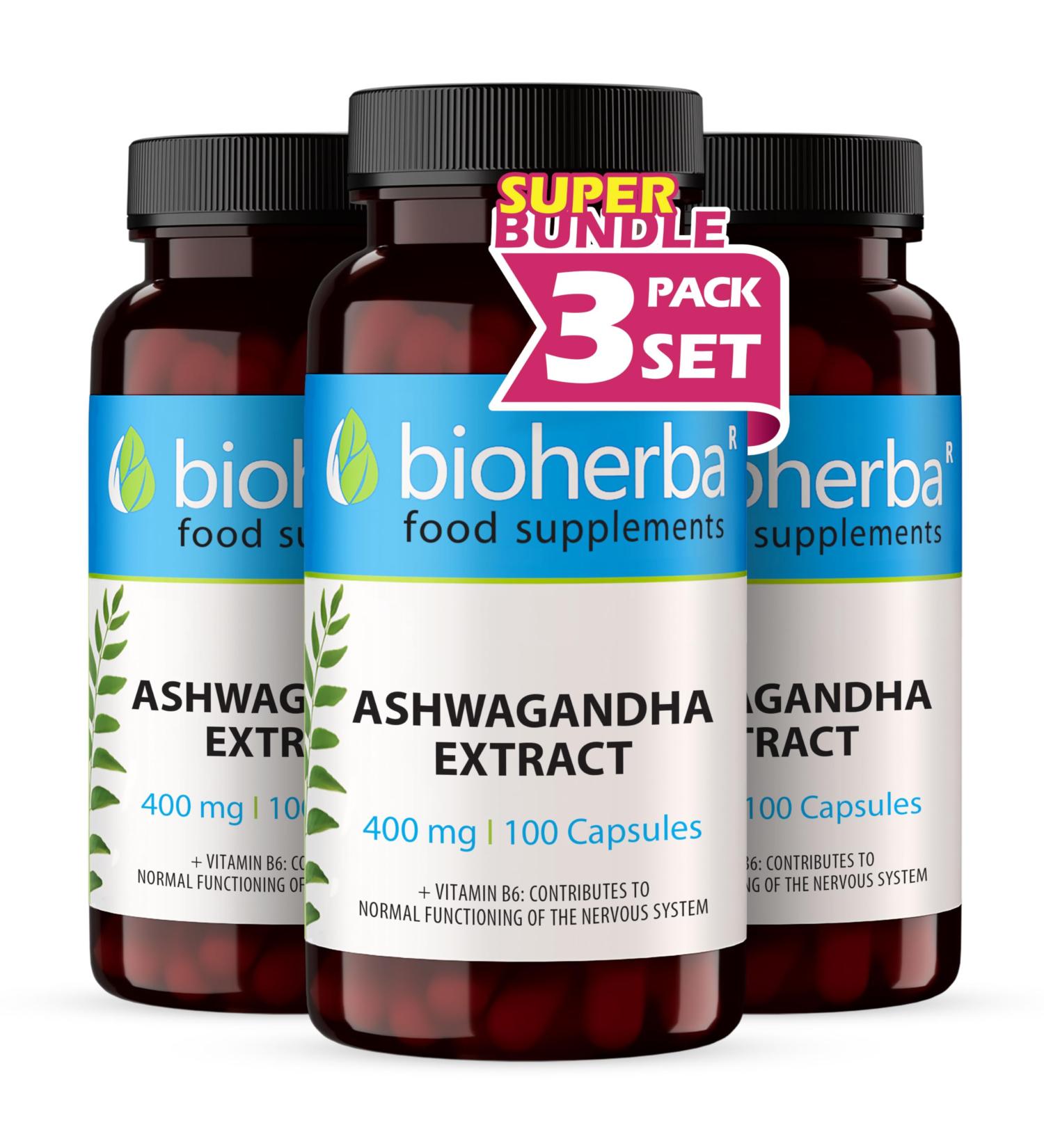 Ashwagandha G lules 300 G lules 400 mg par G lule avec Vitamine B6 Hautement Dos e jusqu 1600 mg par jour BIOHERBA