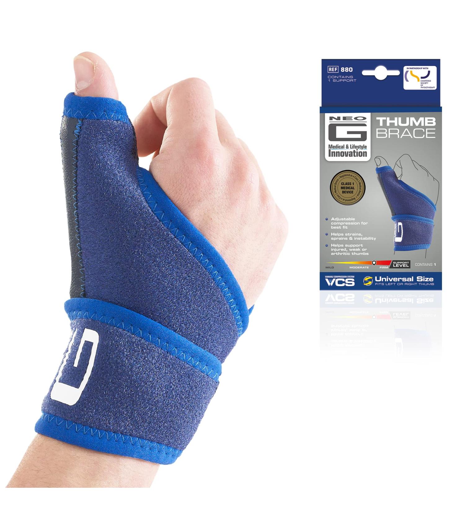 Neo-G Thumb Brace - Adjustable Stabilizer for Thumb Tendonitis Arthritis & Injuries - Left/Right Hand - Class 1 Medical Device - Buy Online on GoSupps.com