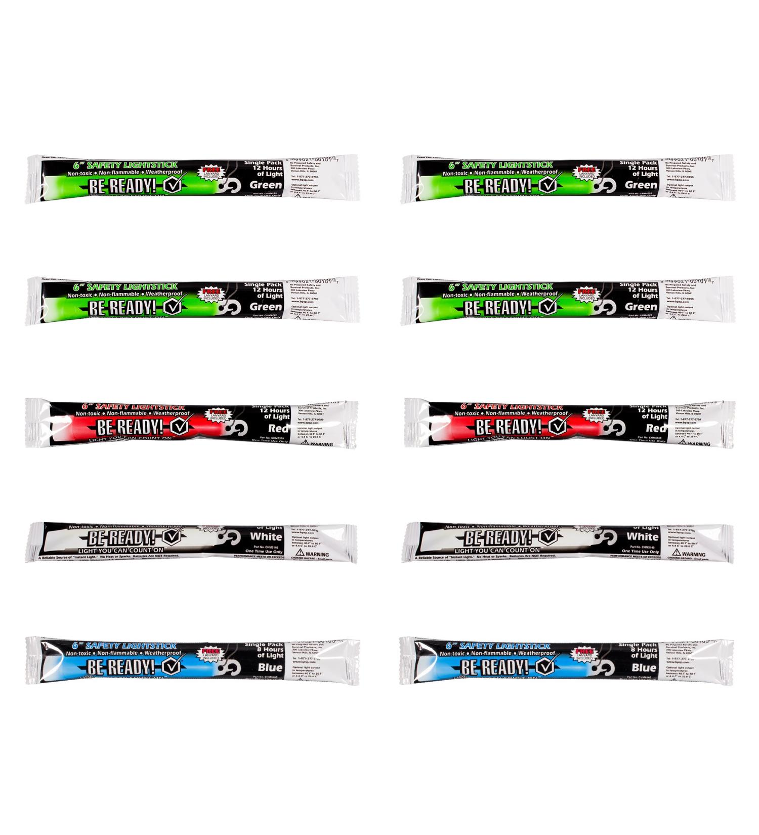 (10 Pack) Military Chemical Light Sticks - 12 Hour Duration - Multi Color Green, Red, White, Blue - Emergency Kits, Survival & Camping - Hurricane & Disasters - Buy Online on GoSupps.com
