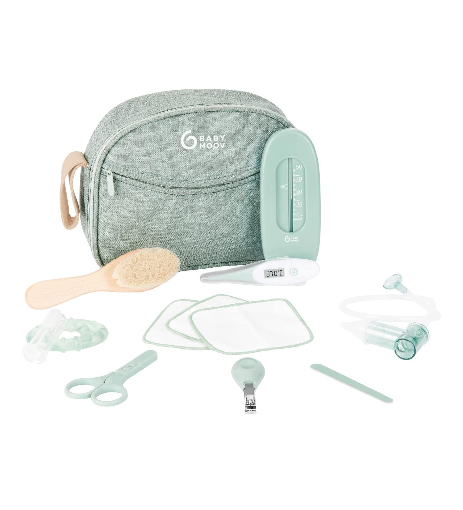Babymoov Eco-Friendly Baby Grooming Kit | 10 Essentials - Wooden Brush, Cotton Wipes, Thermometers | Green Eco Design - Buy Online on GoSupps.com