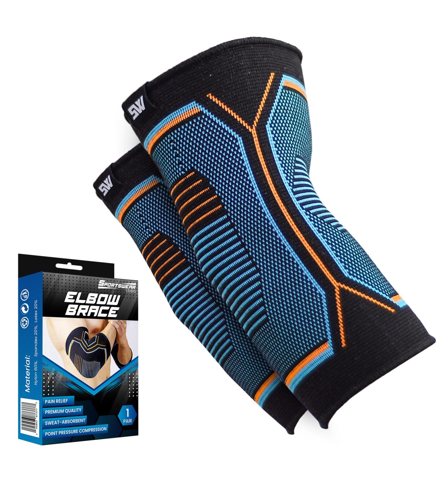 Sportswear Studio Elbow Brace (Pack of 2) - Anti-Slip Compression Sleeves for Tendonitis and Tennis Elbow Relief - Ideal for Arthritis, Workout, Weightlifting - Men and Women (Medium) - Buy Online on GoSupps.com