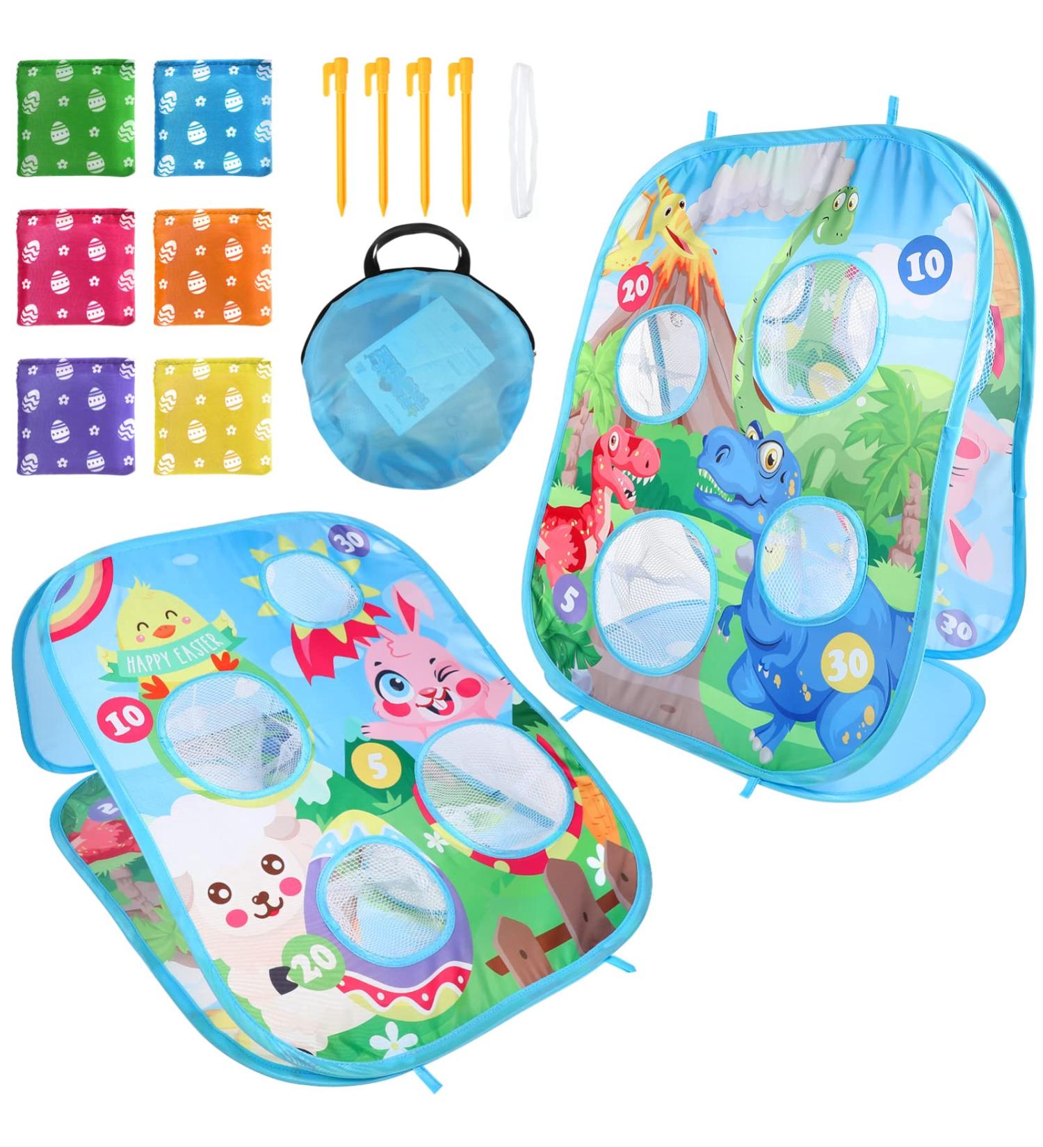 PRETYZOOM Kids Cornhole Game Set - Portable Outdoor Toss Game with 6 Bean Bags | 25x19 Light Blue - Buy Online on GoSupps.com