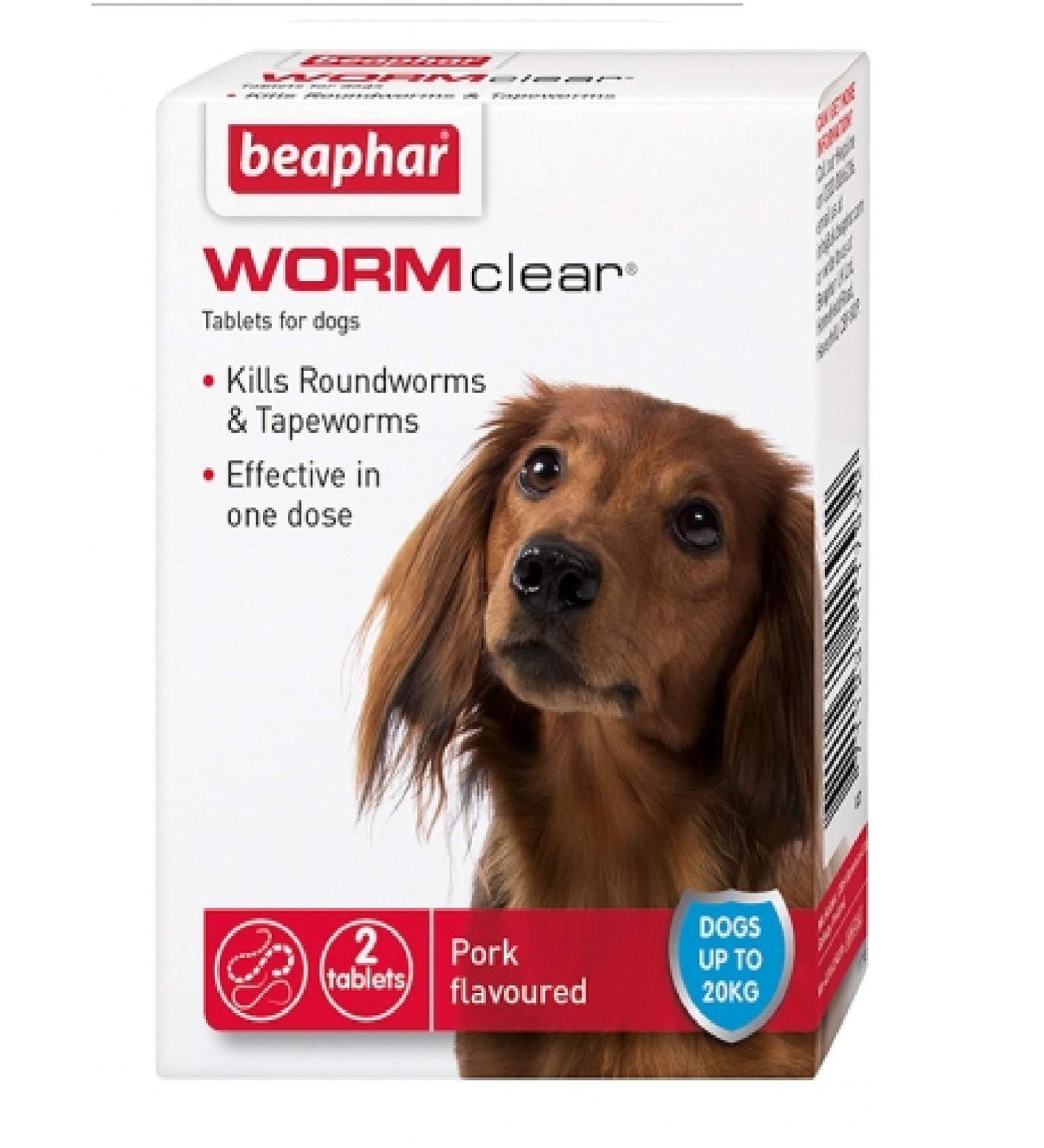 Beaphar - WORMclear - SMALL DOG 20KG - 2 TAB - ROUND & TAPE WORM x1