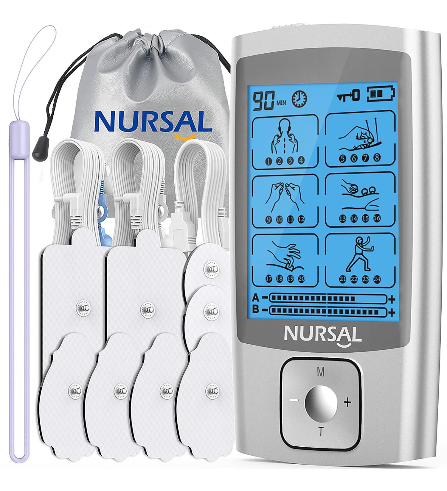 NURSAL TENS Unit Muscle Stimulator Machine for Pain Relief - Electric Massager for Back, Neck, Muscle Pain - FSA/HSA Eligible - Buy Online on GoSupps.com