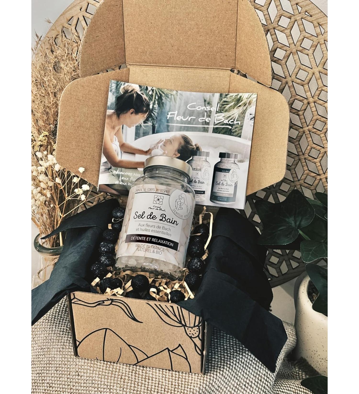 Conseil fleur de Bach Bath Salt Floral and Organic Essential Oils Relaxation and Relaxation Find the pleasure of bathing for you and your children (With Box) 250 g