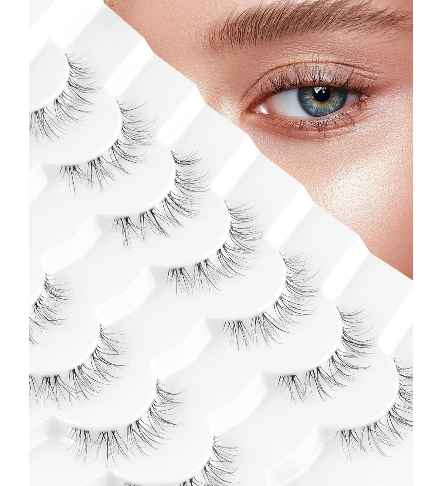 Onlyall Lashes Natural Look Wispy False Eyelashes Short Clear Band 7 Pairs - A23 Clean Look - Buy Online on GoSupps.com