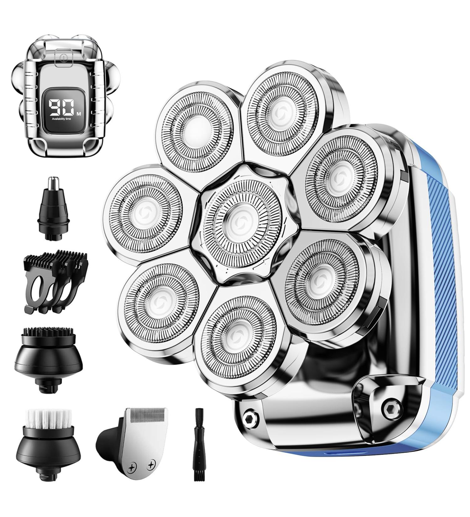 2024 Upgrade Head Shaver for Bald Men - 8-in-1 Electric Razor IPX7 Waterproof Grooming Kit with LED Display - Buy Online on GoSupps.com