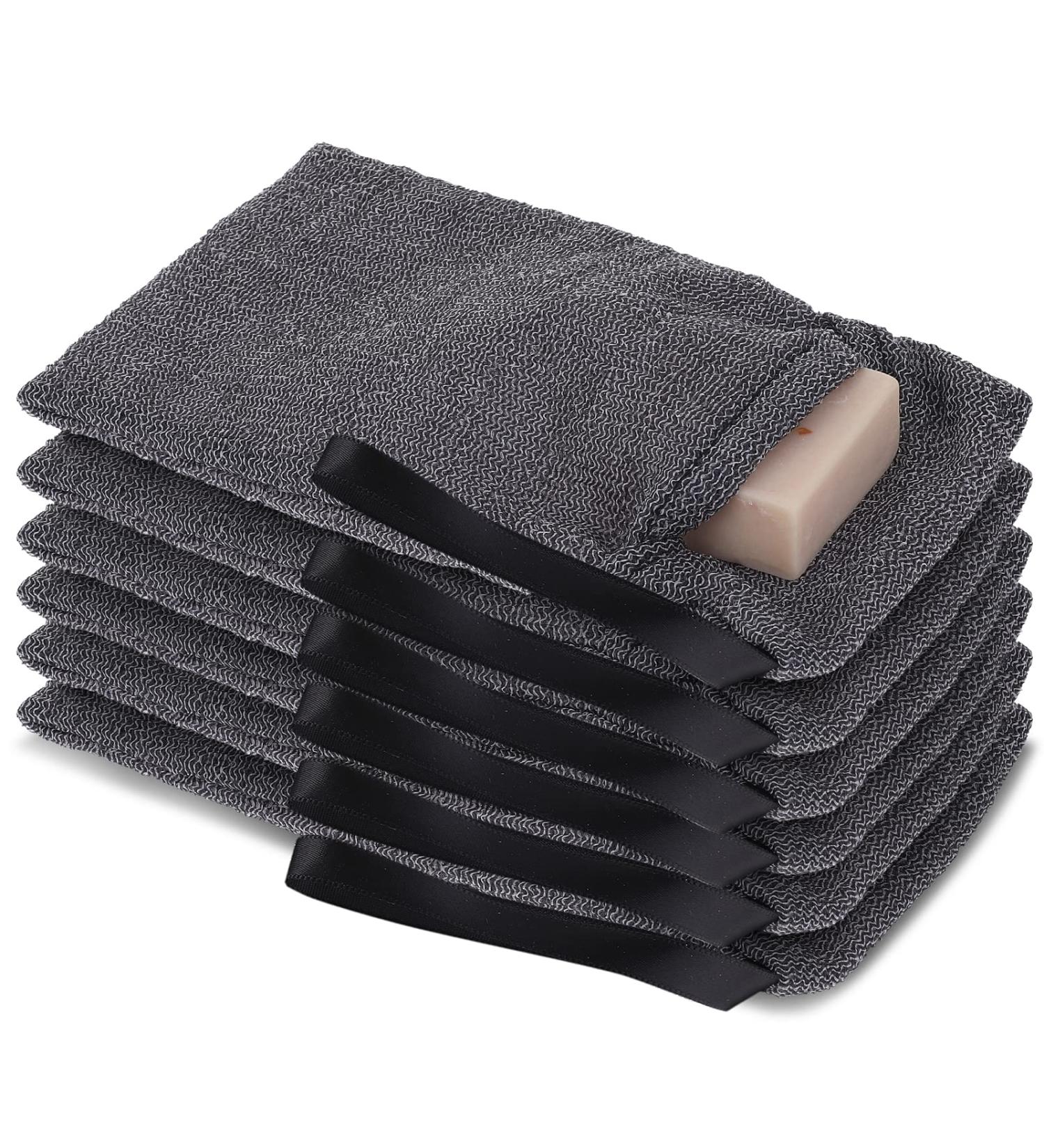 WLLHYF 6 Pack Soap Exfoliating Bag Set - Mesh Body Scrubber & Foam Sponge for Shower - Men & Women - Buy Online on GoSupps.com