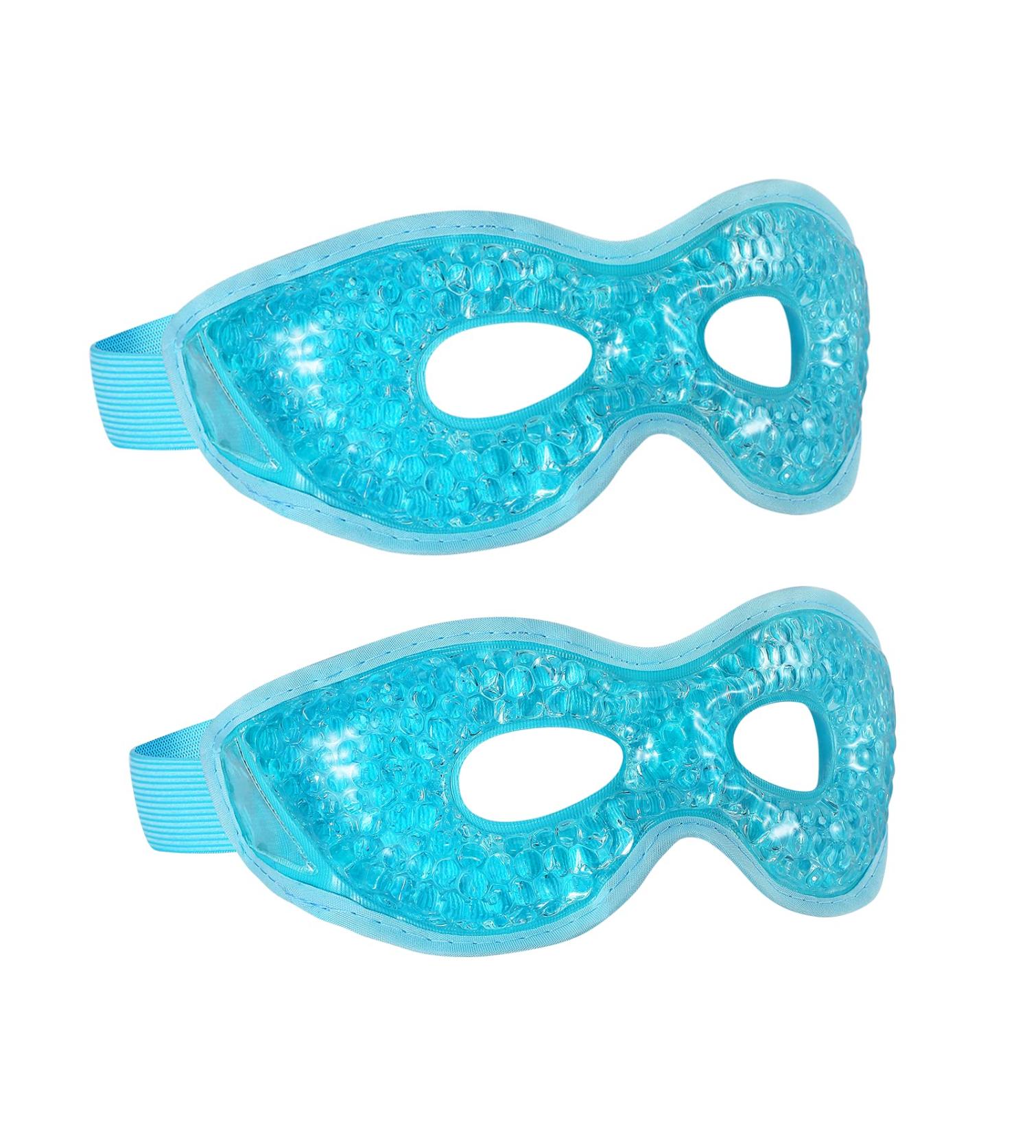 2-Pack Reusable Gel Cooling Eye Mask for Puffiness, Headache, Migraine, Stress Relief | Cold Compress Mask with Plush Backing - Blue - Buy Online on GoSupps.com