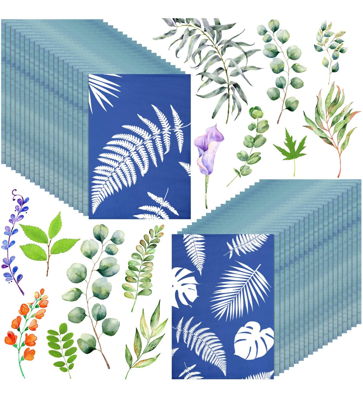 Cyanotype Paper Sun Art Kit - 60 Sheets, High Sensitive Solar Activated Paper for Nature Printing, Arts and Crafts - 5.8 x 8.3 Inch - Buy Online on GoSupps.com