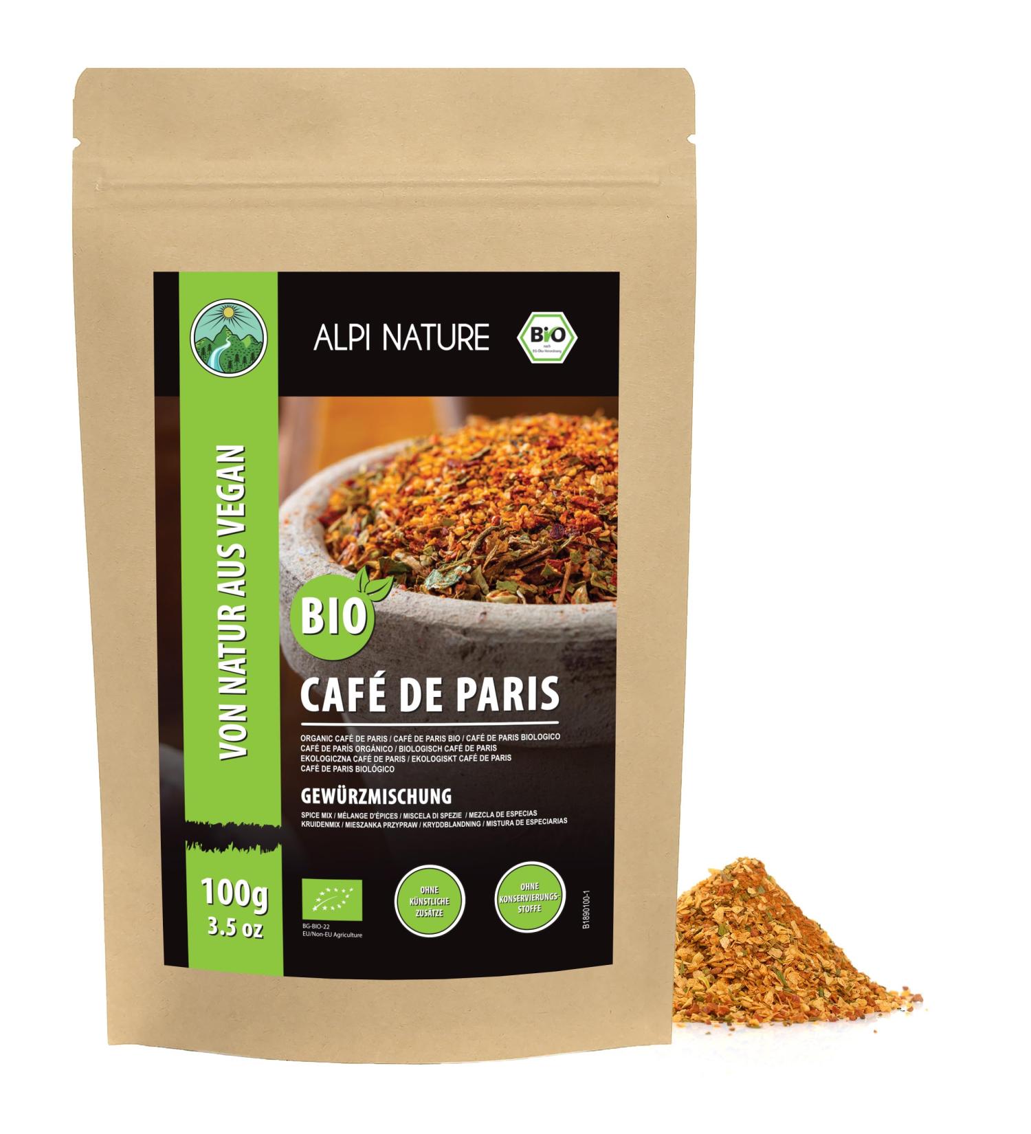 Alpi Nature Bio Cafe de Paris Gew rz 100 g organic French spice mixture dipping herb 100 natural ingredients from KBA Caf de Paris Spice Mix without artificial additives - Buy Online on GoSupps.com