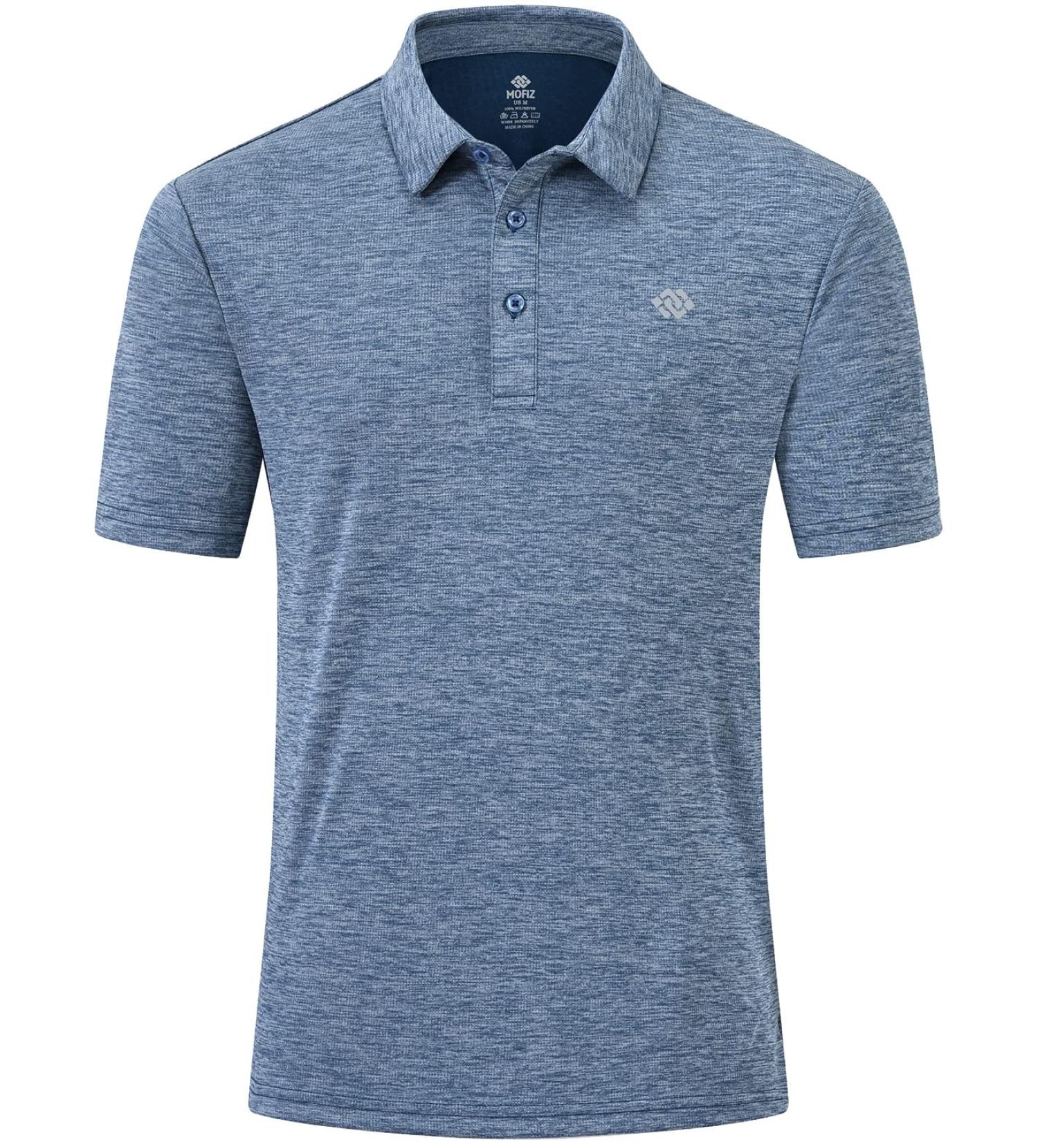 MoFiz Men's Short Sleeve Polo Shirt - Breathable Summer Golf Top in M Blue | International Shipping - Buy Online on GoSupps.com