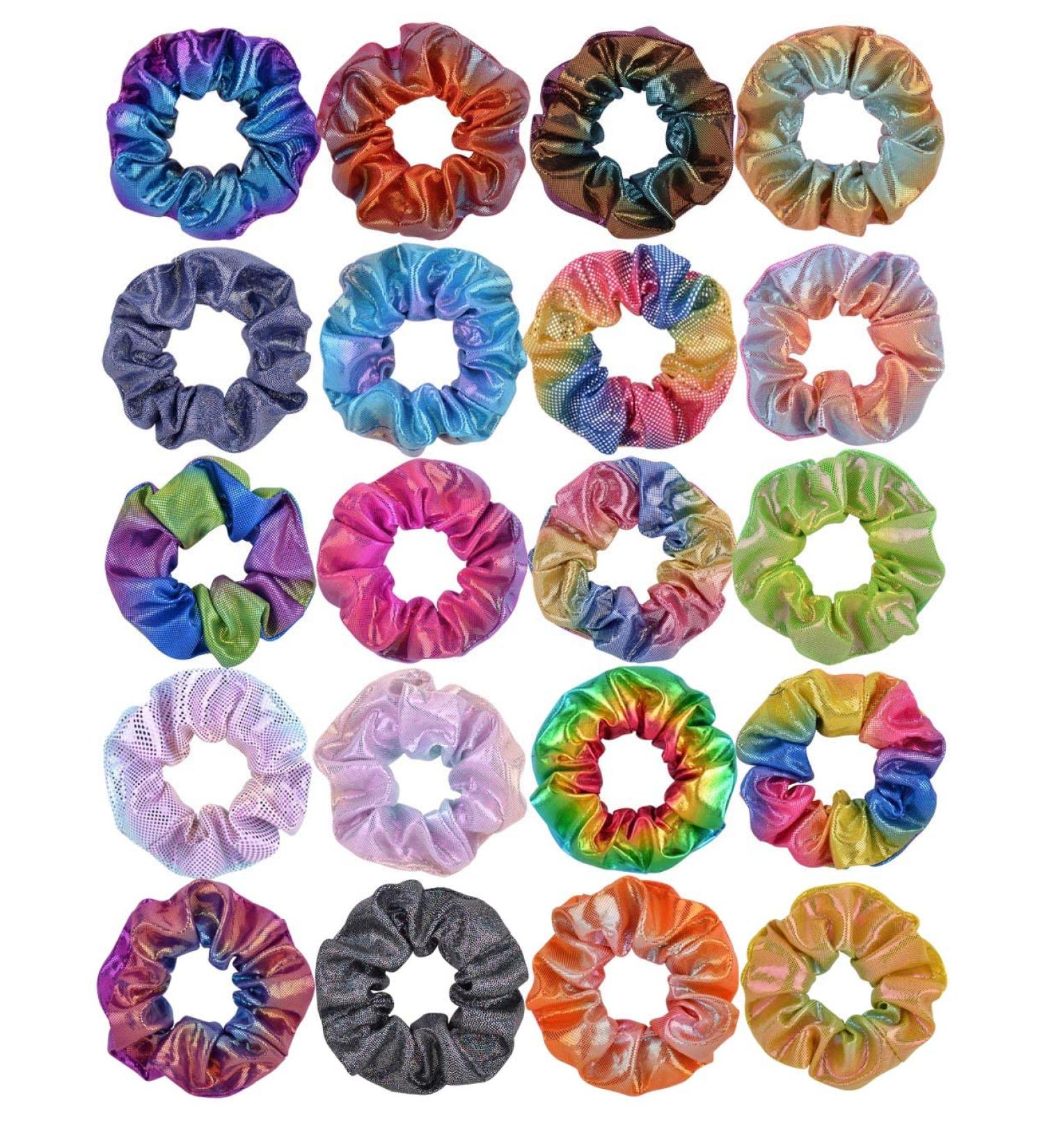 Large Hair Ties - 20pcs Shiny Metallic Rainbow Mermaid Elastic Hair Accessories for Women Girls & Kids - Buy Online on GoSupps.com