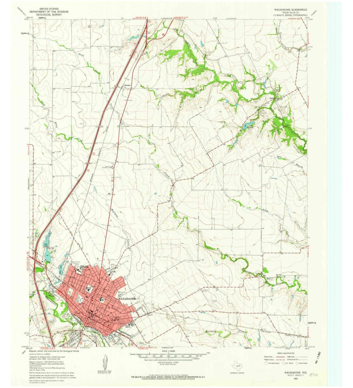 YellowMaps Waxahachie TX topo map, 1:24000 Scale, 7.5 X 7.5 Minute, Historical, 1961, Updated 1963, 27 x 23 in Regular Paper