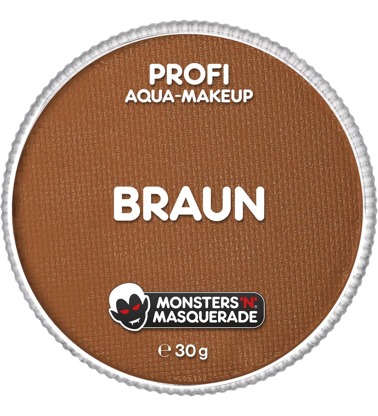 Monsters'n Masquerade - Professional Aqua Schminke Braun 30G |Water-based face and body make-up |Make-up theater m atmosphere Face color children