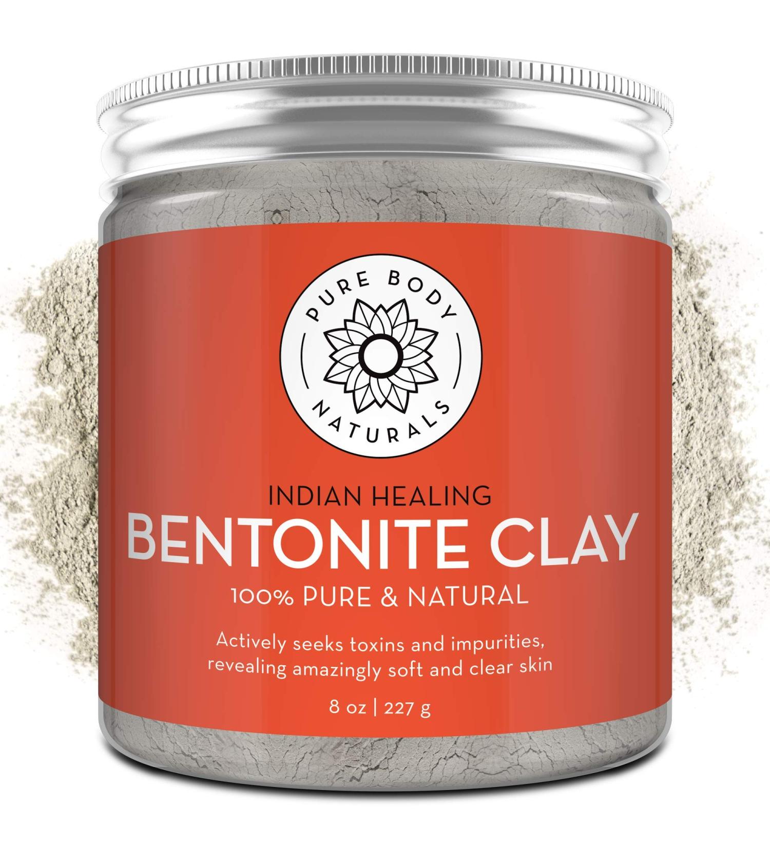 Bentonite Clay Powder for Detox Bath & Facial Mask | Indian Healing Clay for Burns and Skin Conditions | 8 oz - Pure Body Naturals - Buy Online on GoSupps.com