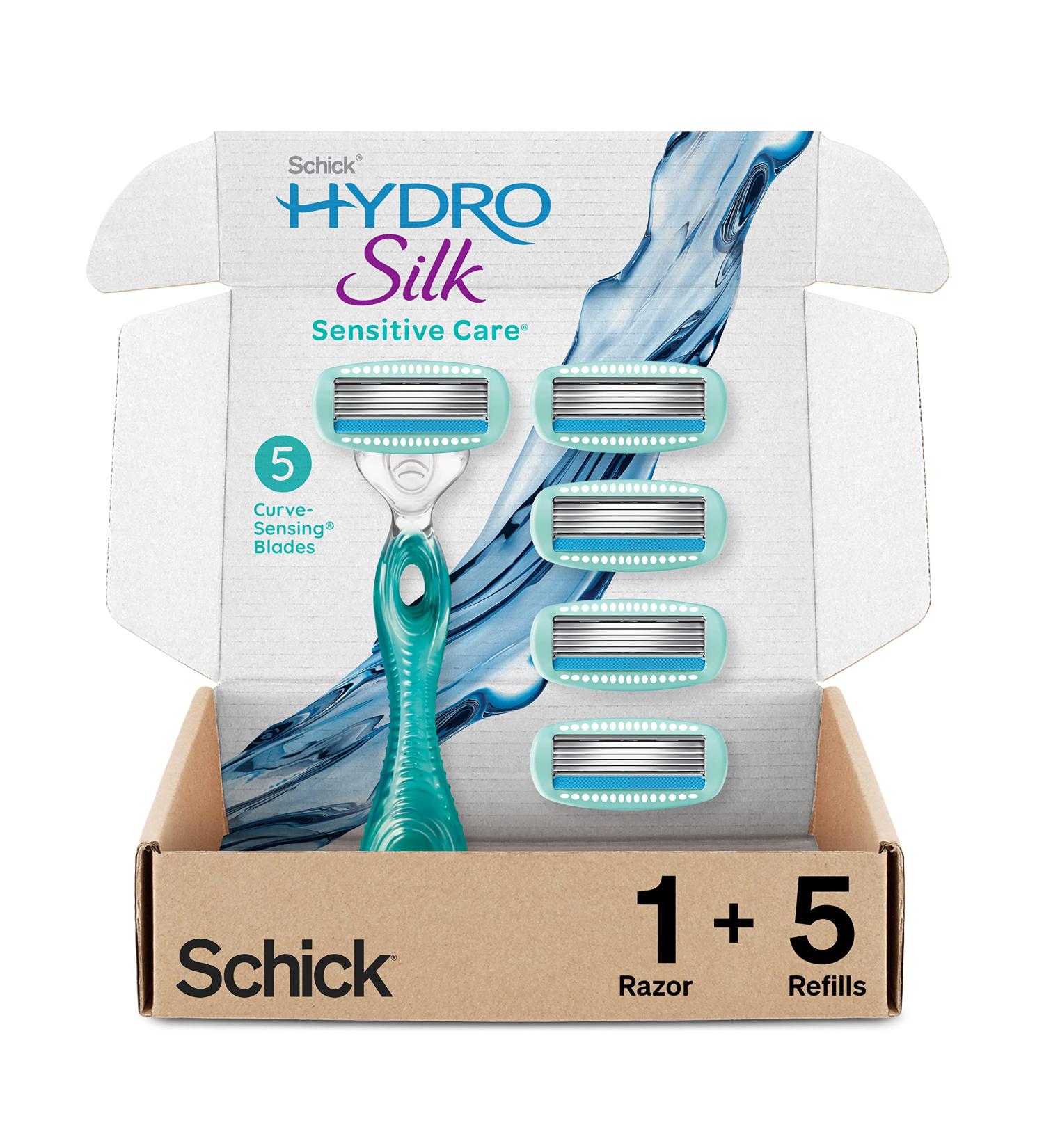 Schick Hydro Silk Sensitive Skin Razor for Women - 5 Moisturizing Blade Refills - Buy Online on GoSupps.com