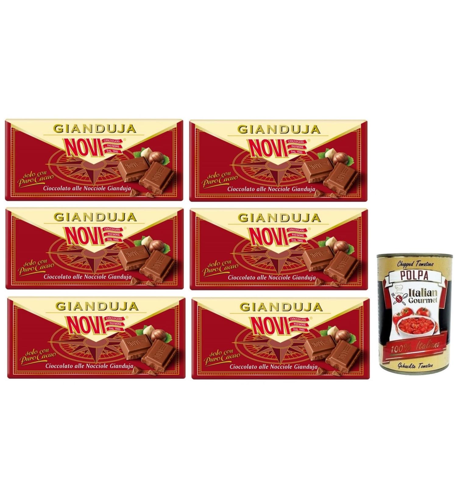  Italian Gourmet E.R. Novi Cioccolato Gianduja Hazelnut Chocolate Bars with Pure Cocoa 100g + Italian Gourmet Tomato Pulp 400g - Buy Online on GoSupps.com