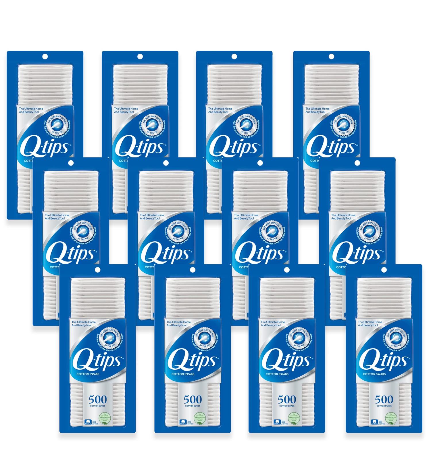 Q-tips 100% Cotton Swabs for Hygiene & Beauty Care - 500 Count (Pack of 12) - Buy Online on GoSupps.com