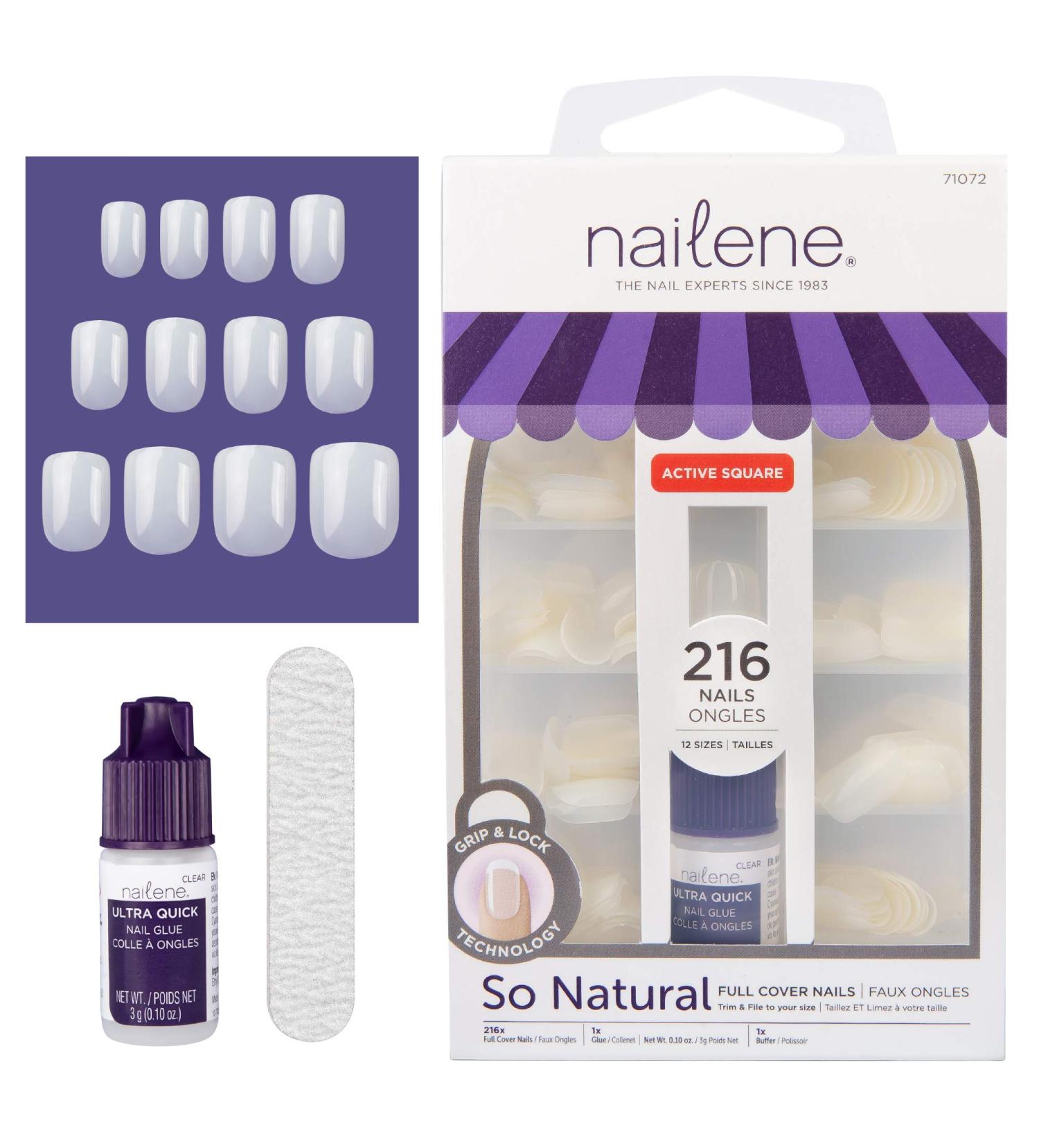 Nailene So Natural Undecorated Fake Nail Kit with 216 Nails - Comfortable & Long-Lasting Design - Buy Online on GoSupps.com