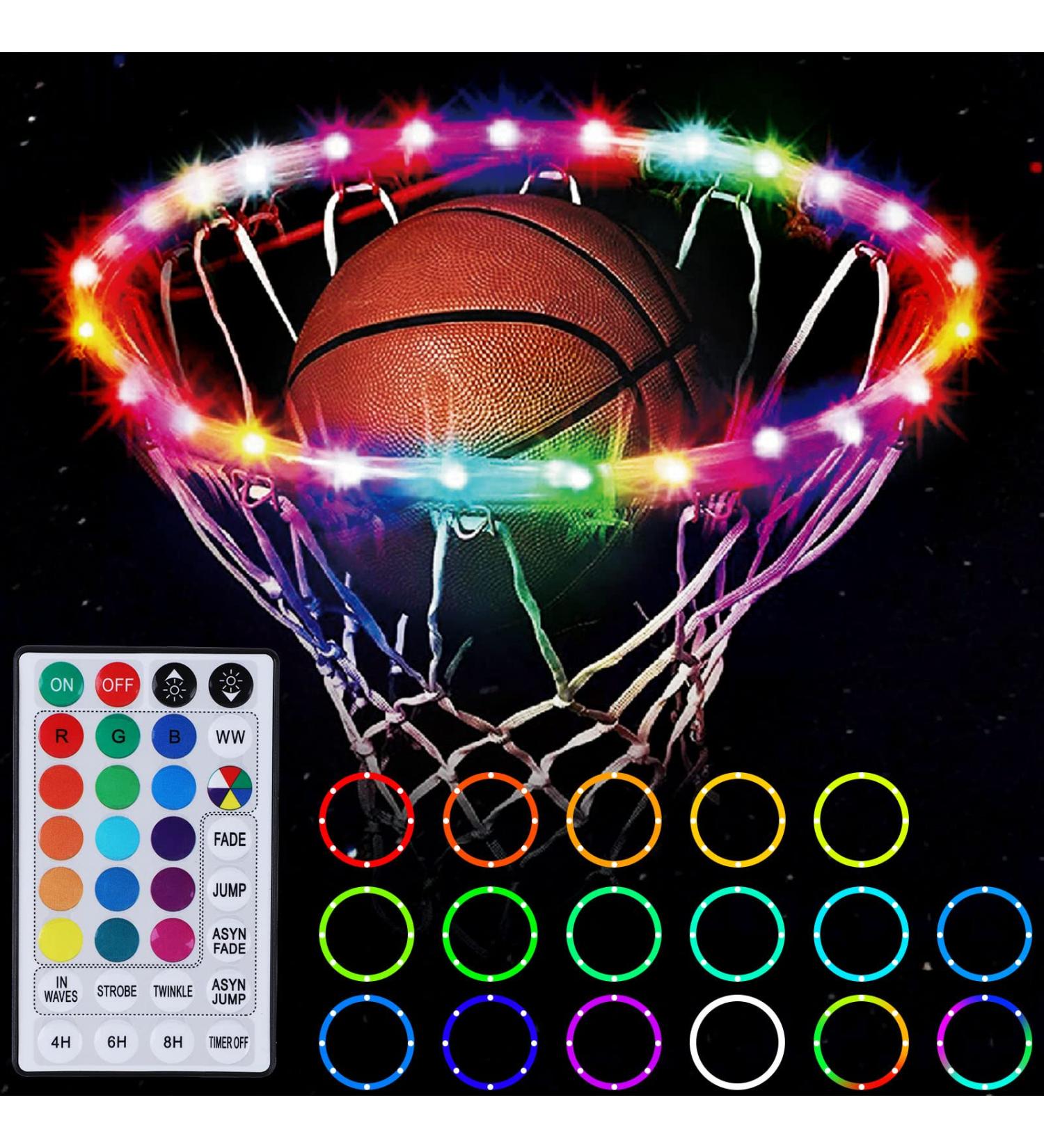 LED Basketball Hoop Light with Remote Control - 17 Colors, 7 Modes, Waterproof, Super Bright Night Play - Perfect Gift for Kids & Basketball Fans - Buy Online on GoSupps.com