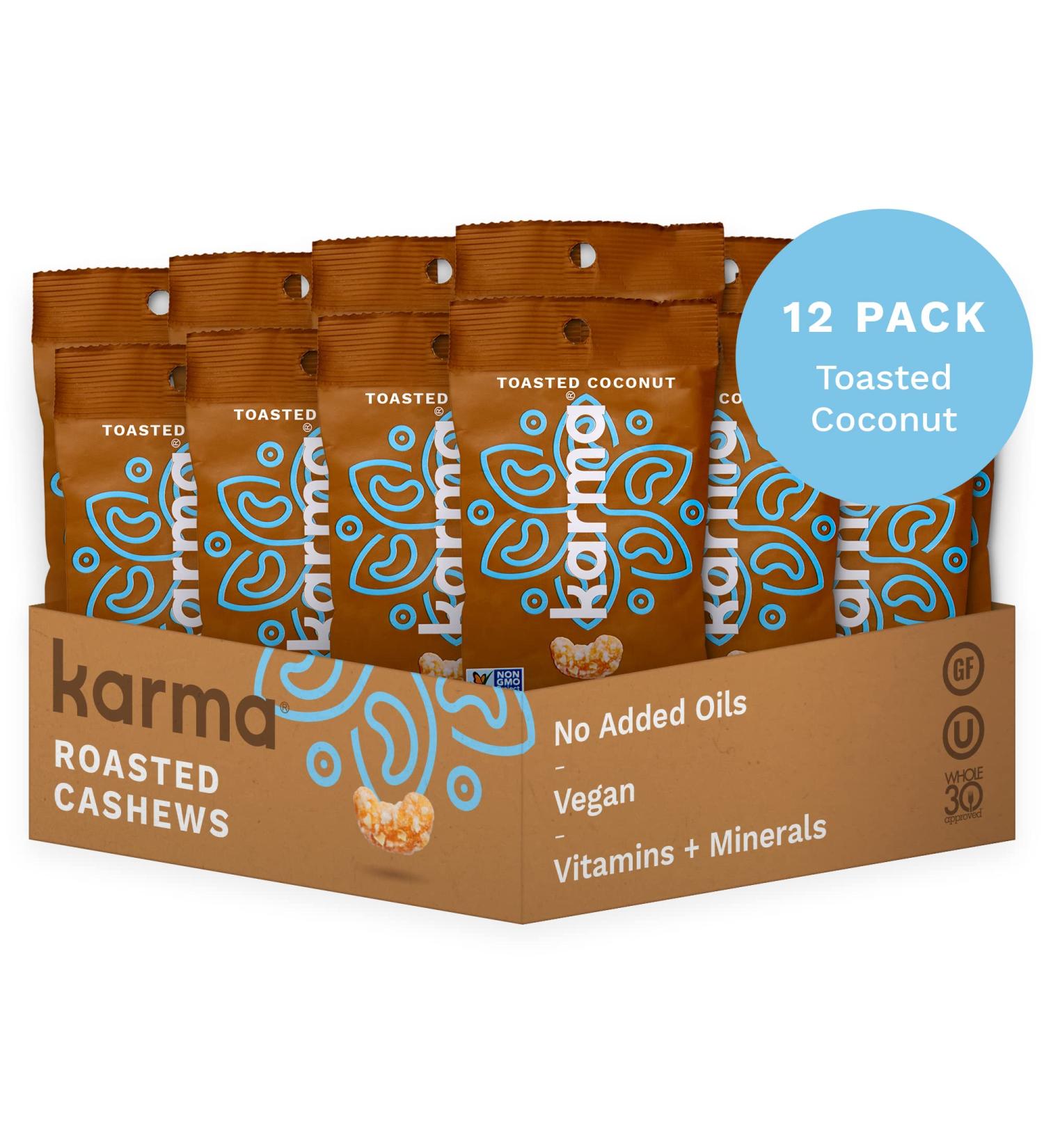 Toasted Coconut Cashews by Karma Nuts | Vegan, Gluten-Free, Low Carb Snack | 1.5 oz (12 Packs) - Buy Online on GoSupps.com