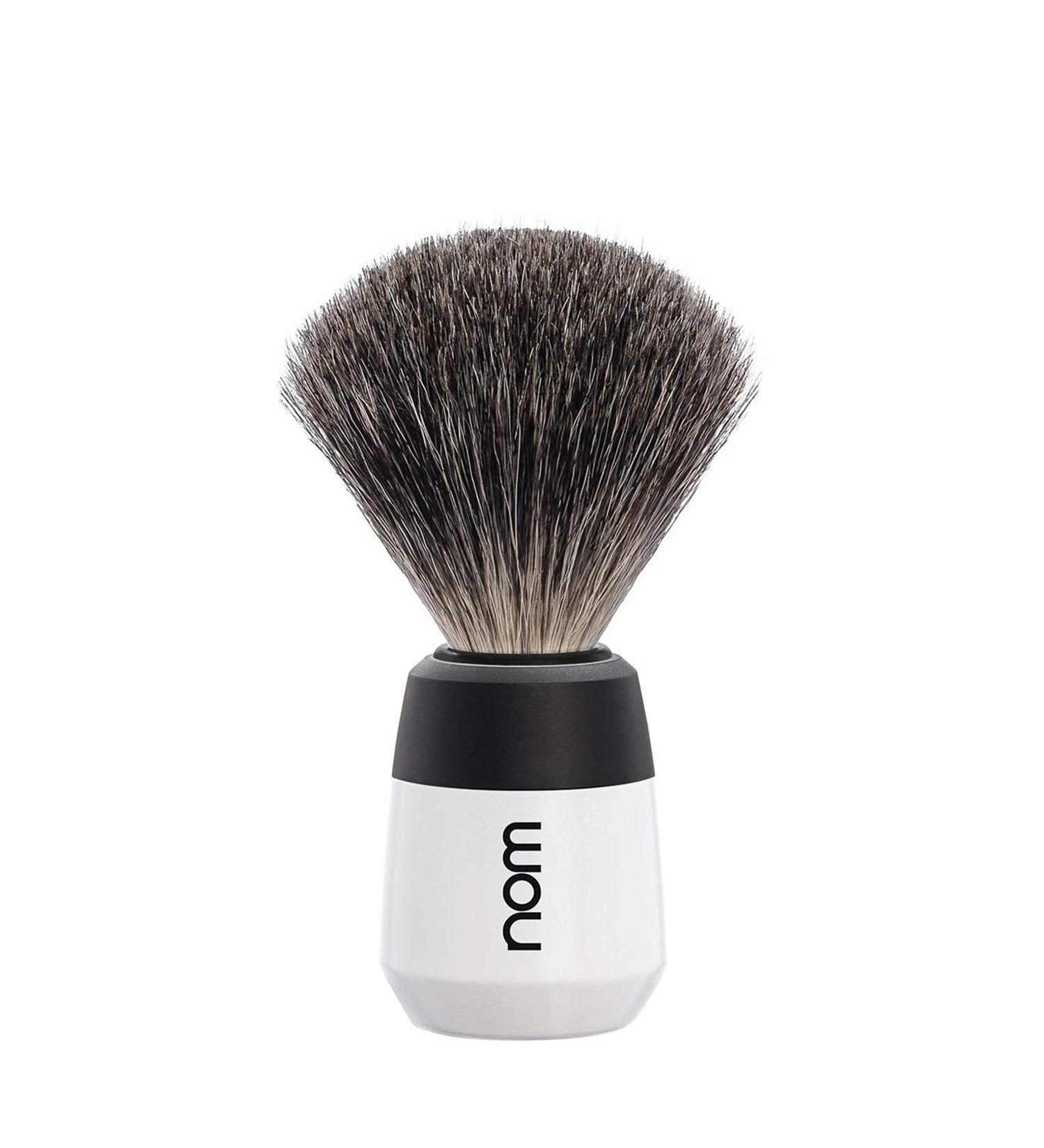 nom MAX shaving brush pure badger hair white
