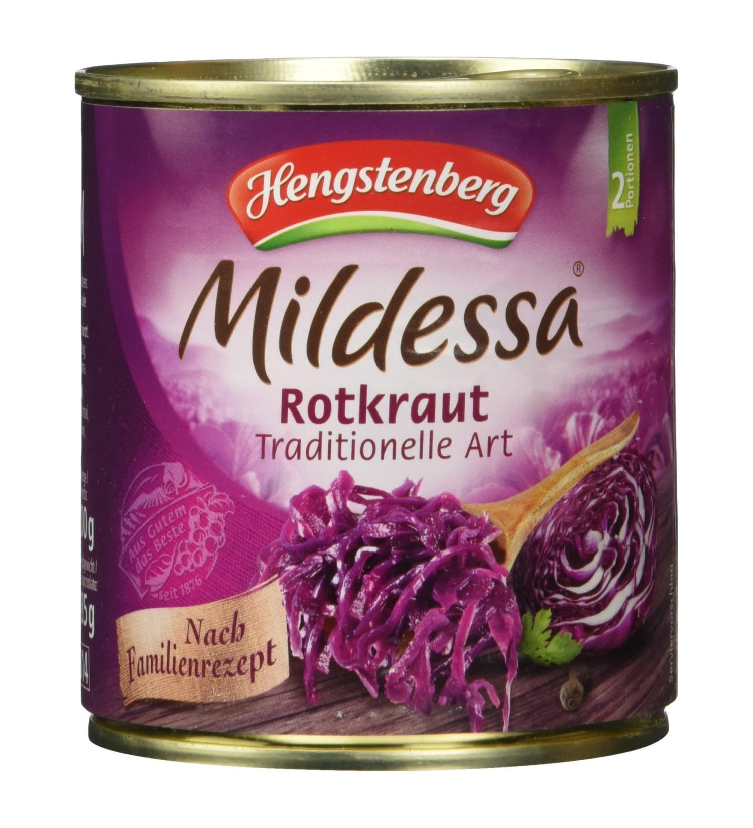 Hengstenberg Mildessa Red Cabbage - Traditional Style 285g | Buy Authentic German Sauerkraut Online - International Shipping Available - Buy Online on GoSupps.com