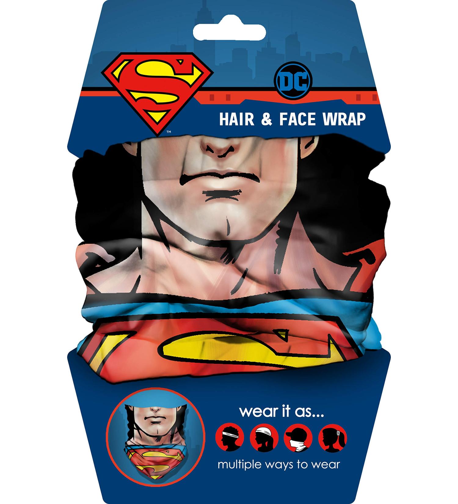 Superman Hair and Face Wrap: Multifunctional Bandanna, Headband, Scarf, Neck Gaiter, Balaclava - 9 x 18 x 0.1 - Buy Online on GoSupps.com