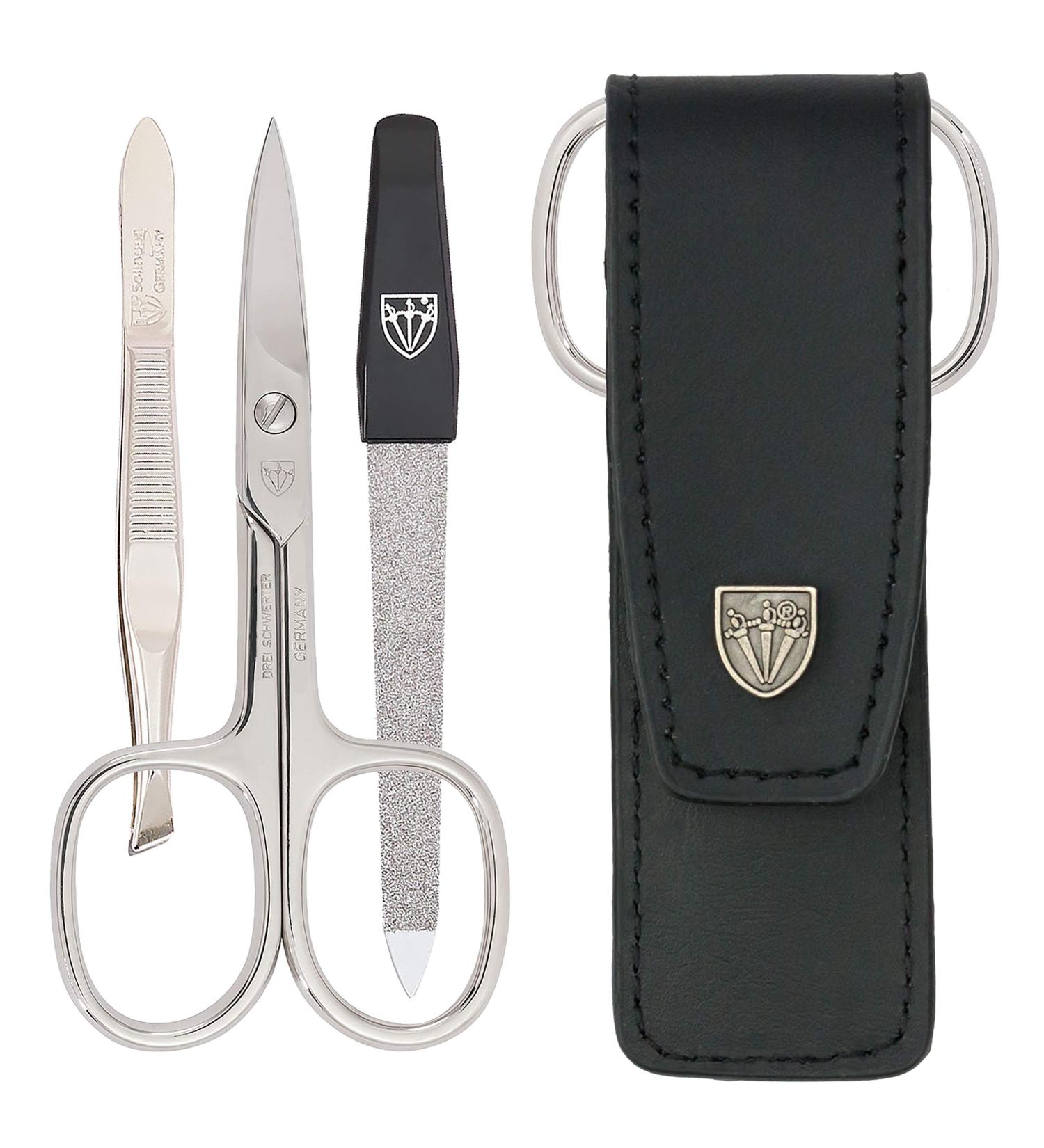 3 Swords Germany Manicure Pedicure Grooming Kit Set - Professional Nail Care Scissors, File & Leather Case - Made in Solingen Germany - Buy Online on GoSupps.com