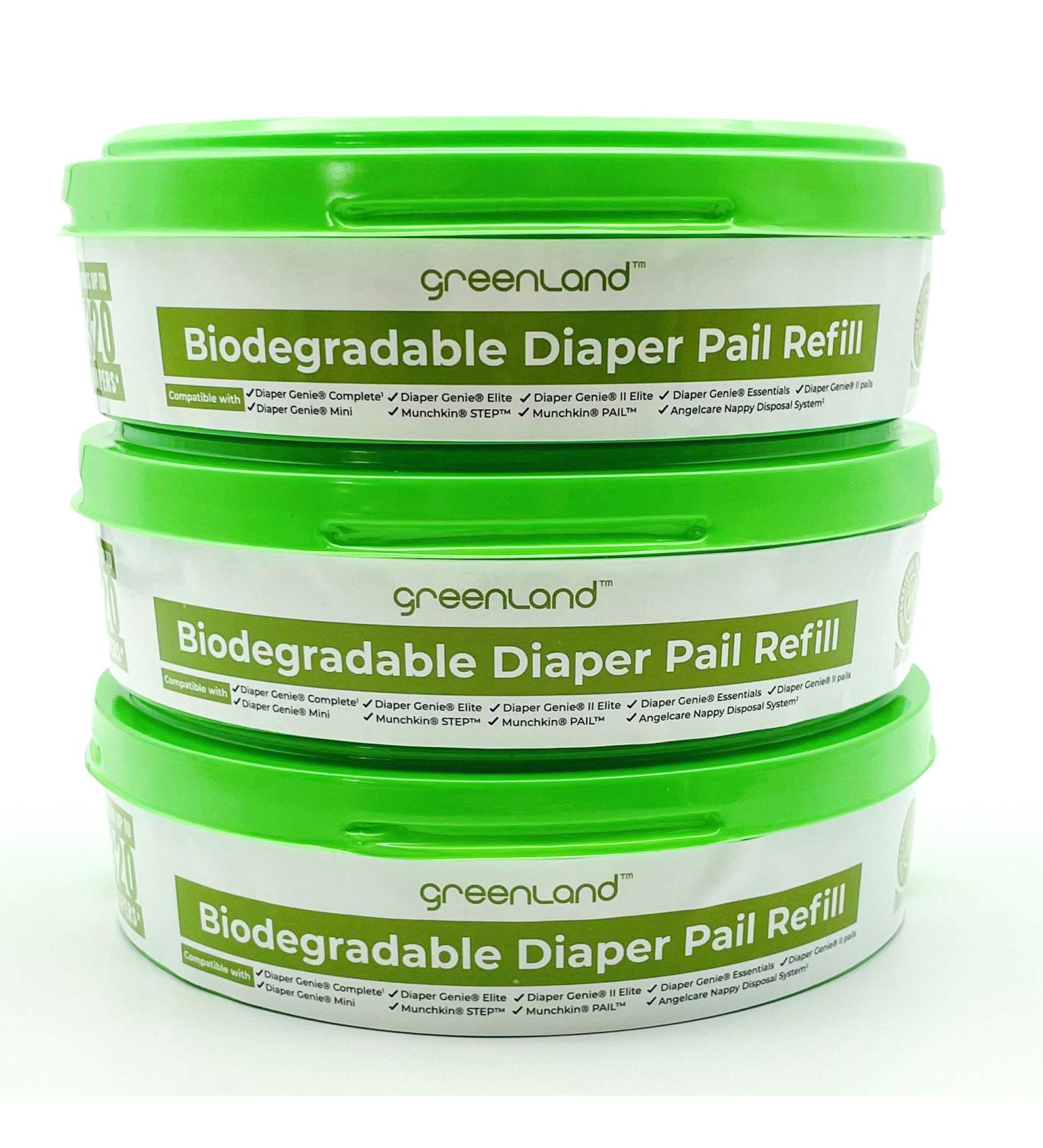 Greenland Biodegradable Diaper Pail Refills | Compatible with Diaper Genie & Munchkin | Silver Ion Protection | 3-Pack (960 Count) - Buy Online on GoSupps.com