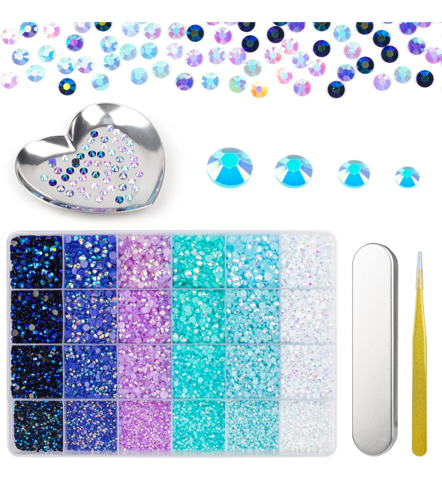 28800pcs Flatback Rhinestones Kit for Tumblers - Jelly Purple Dark Blue White AB Crystals for Crafts, Nails, Art, Bling Cup - Multi Color Gems for Makeup, Clothes, Jewelry - Buy Online on GoSupps.com