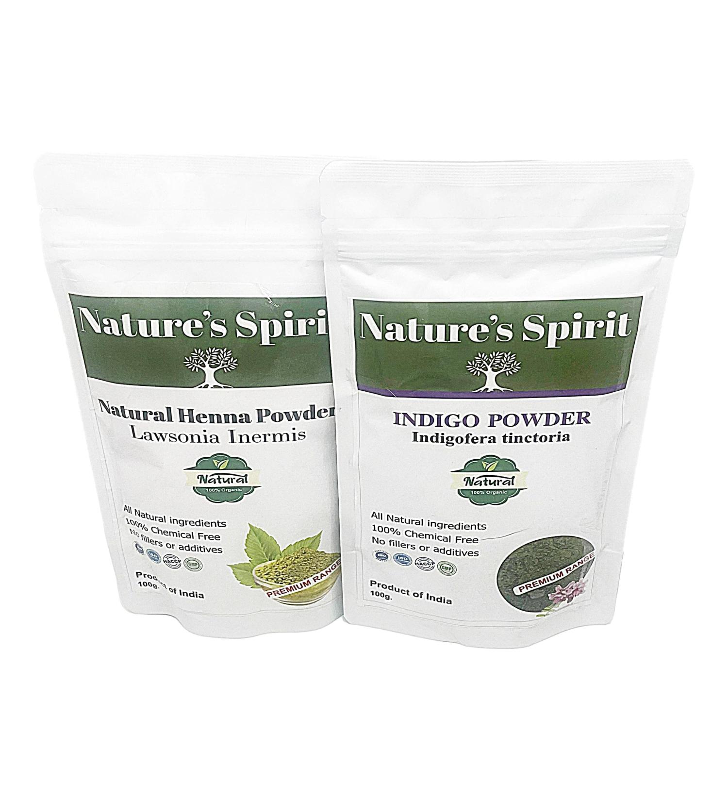 Premium Indigo & Henna Powder 2 x 100g - Natural Hair Dye for Dark Brown to Black Shades - Buy Online on GoSupps.com