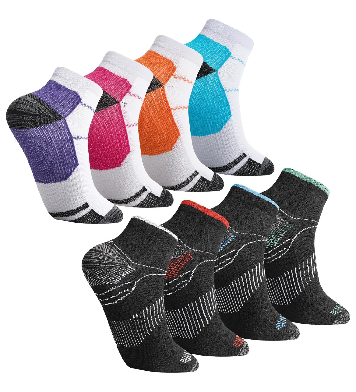 8 Pairs Compression Socks for Men Women Plantar Fasciitis Socks Ankle Compression Socsk for Ankle Support Pain Relief Flying Running - Buy Online on GoSupps.com