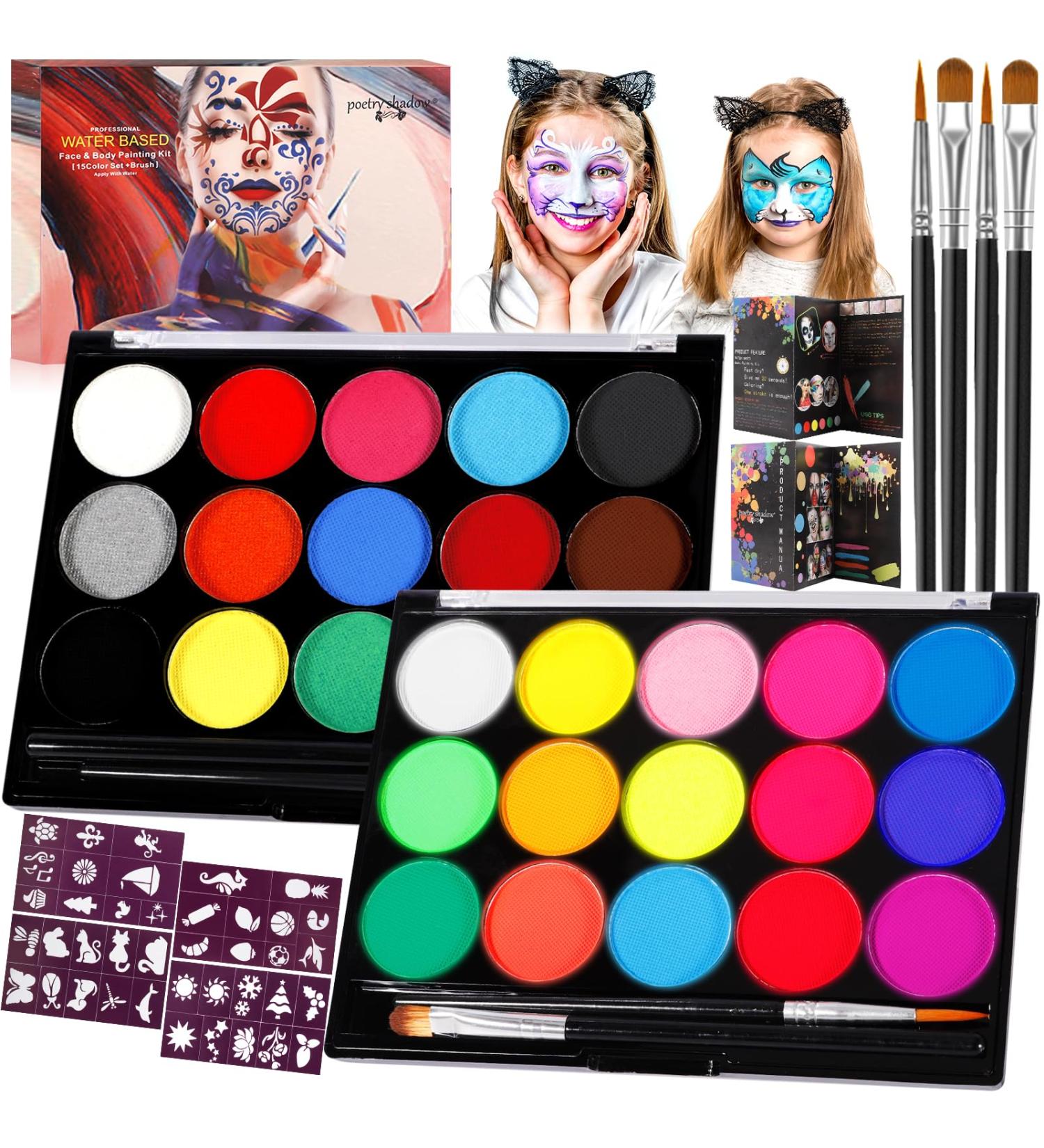  ZZXLOPEZ ZZXLOPEZ Face Paint Children's Makeup Palette Fluorescent UV Paint 15 Colours 15 Colours Face Oil Paint Palette for Hallo - Buy Online on GoSupps.com