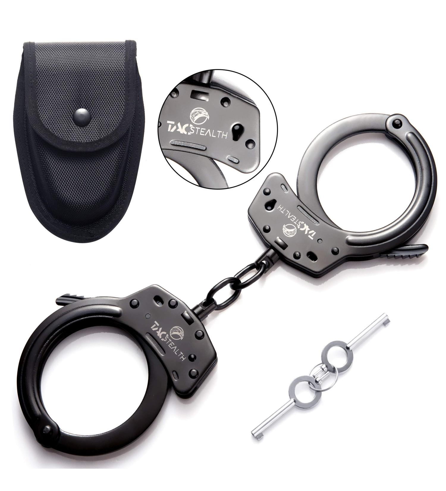 TacStealth Steel Handcuffs with Two Keys & Handcuffs Case | Heavy Duty Black Steal Professional Grade | Bend/Break Free Secure Handcuffs - Buy Online on GoSupps.com