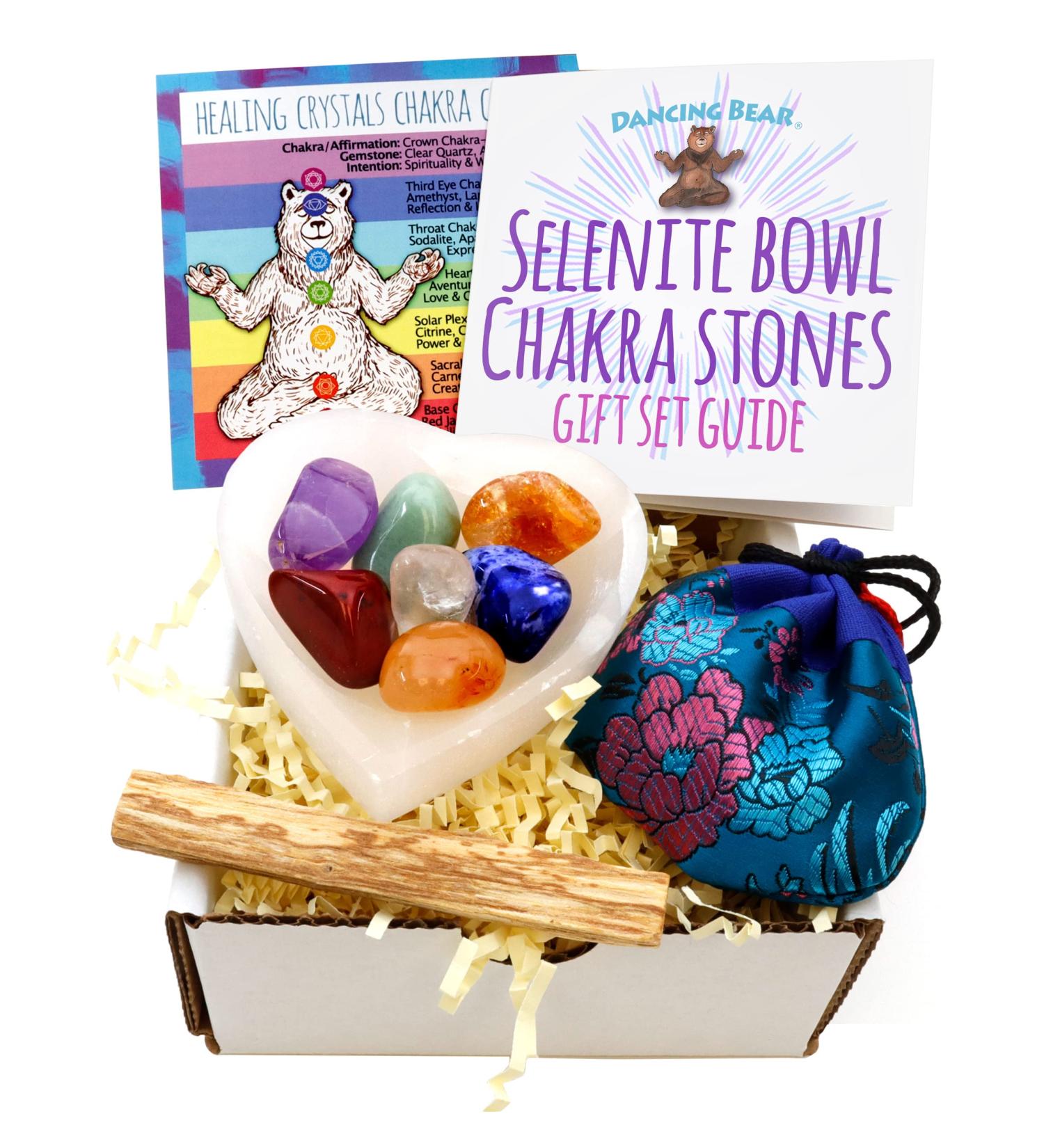 Selenite Heart Chakra Stone Set in a Bowl - Healing Crystals for Balance and Harmony - Buy Online on GoSupps.com
