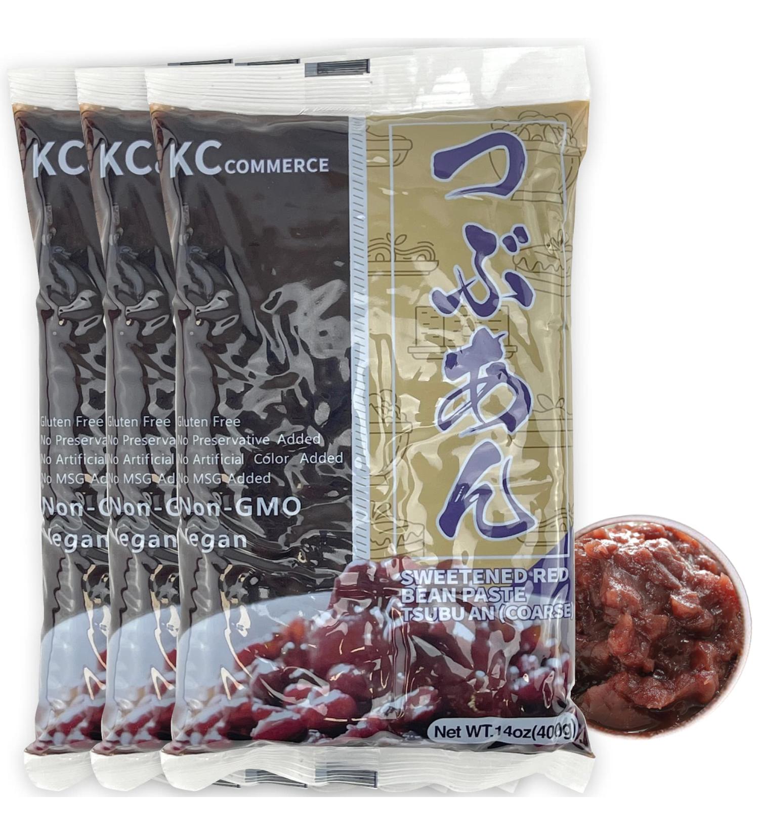 KC Commerce Sweetened Red Bean Paste - Adzuki Beans Japanese Mochi Rice Cake Sweets Anko 14.11oz (Coarse) Pack of 3 - VEGAN & GLUTEN-FREE - NO PRESERVATIVES, NO-MSG, NON-GMO - Buy Online on GoSupps.com