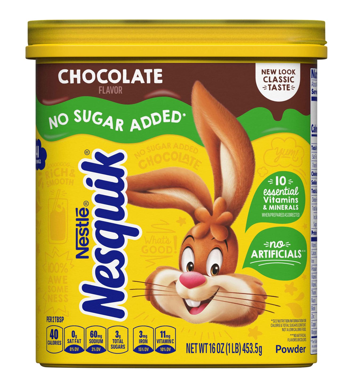 Nesquik No Sugar Added Chocolate Flavor - 16 oz (453 g) | Nestle - Buy Online on GoSupps.com