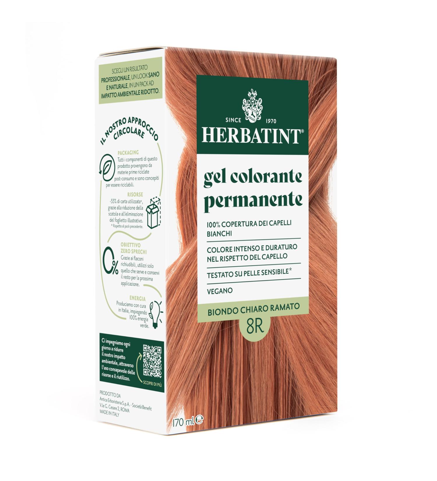  Herbatint Herbatint Permanent Hair Colour Gel 8R Light Copper Blonde - 170ml | Ammonia Free 100% White Hair Coverage | for Sensitive Skin with 8 Organic Natural Extracts - Buy Online on GoSupps.com