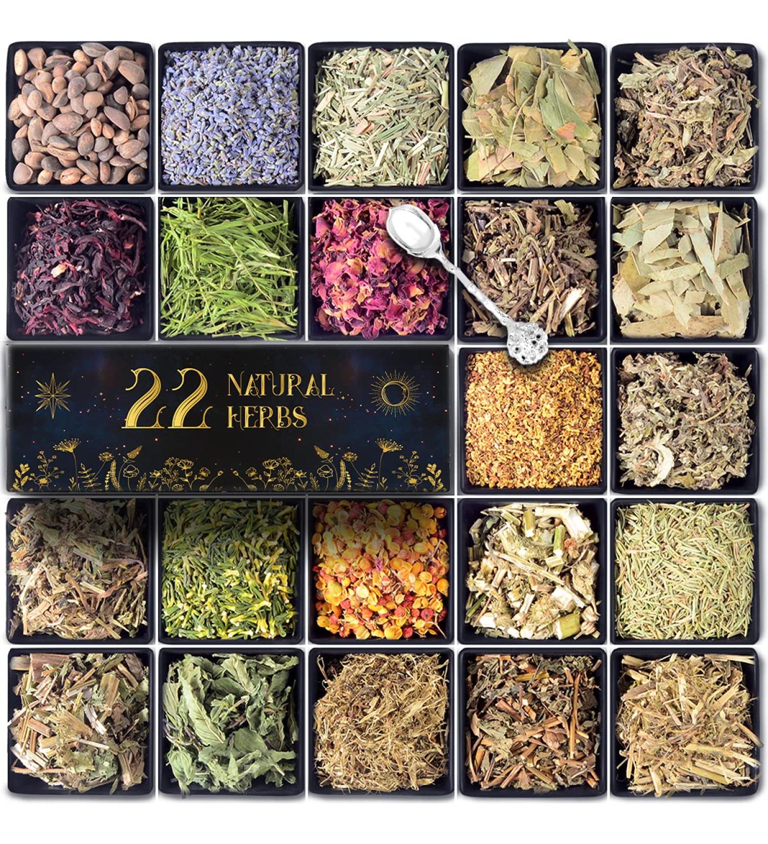Dried Herbs Witchcraft Supplies  22 Natural Witch Herbs for Spells with Magical Uses  Wiccan Supplies and Tools  Beginner Witchcraft Kit Magic Herbs kit Witch Stuff for Pagan  Wiccan Rituals  Voodoo 22 Packs - Buy Online on GoSupps.com