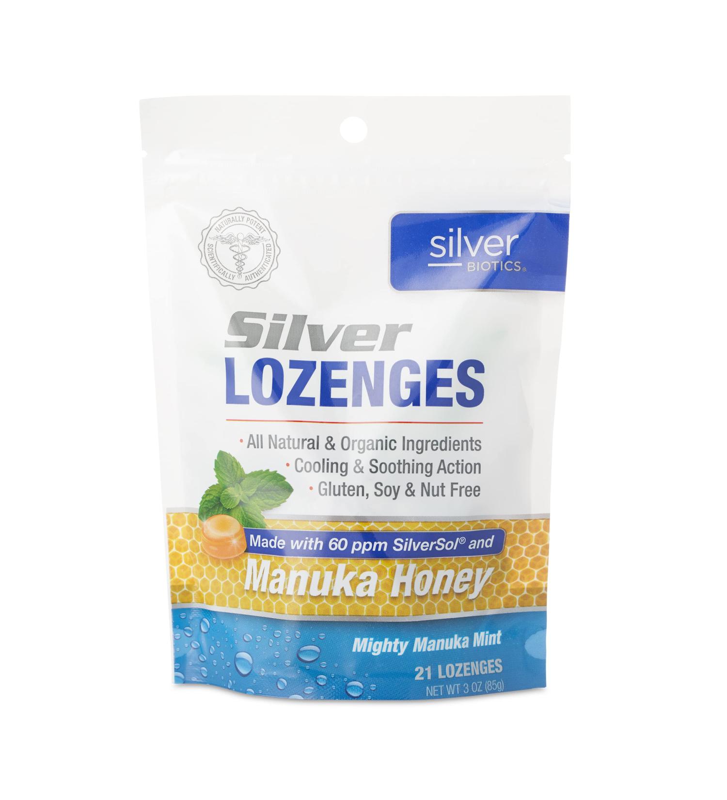 American Biotech Labs Silver Biotics Lozenges - 60 PPM SilverSol Mighty Manuka Mint (21 Count) - Buy Online on GoSupps.com